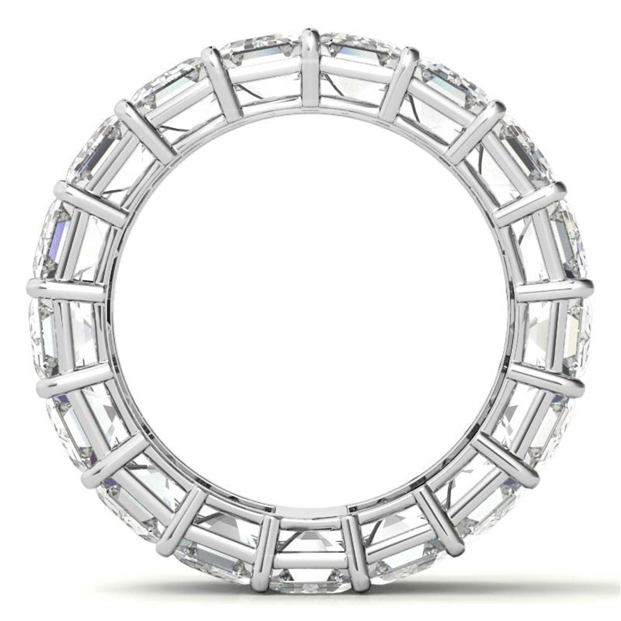 Sterling Silver Elegant And Luxurious Emerald-Cut Diamond White Gold Eternity Band For Women