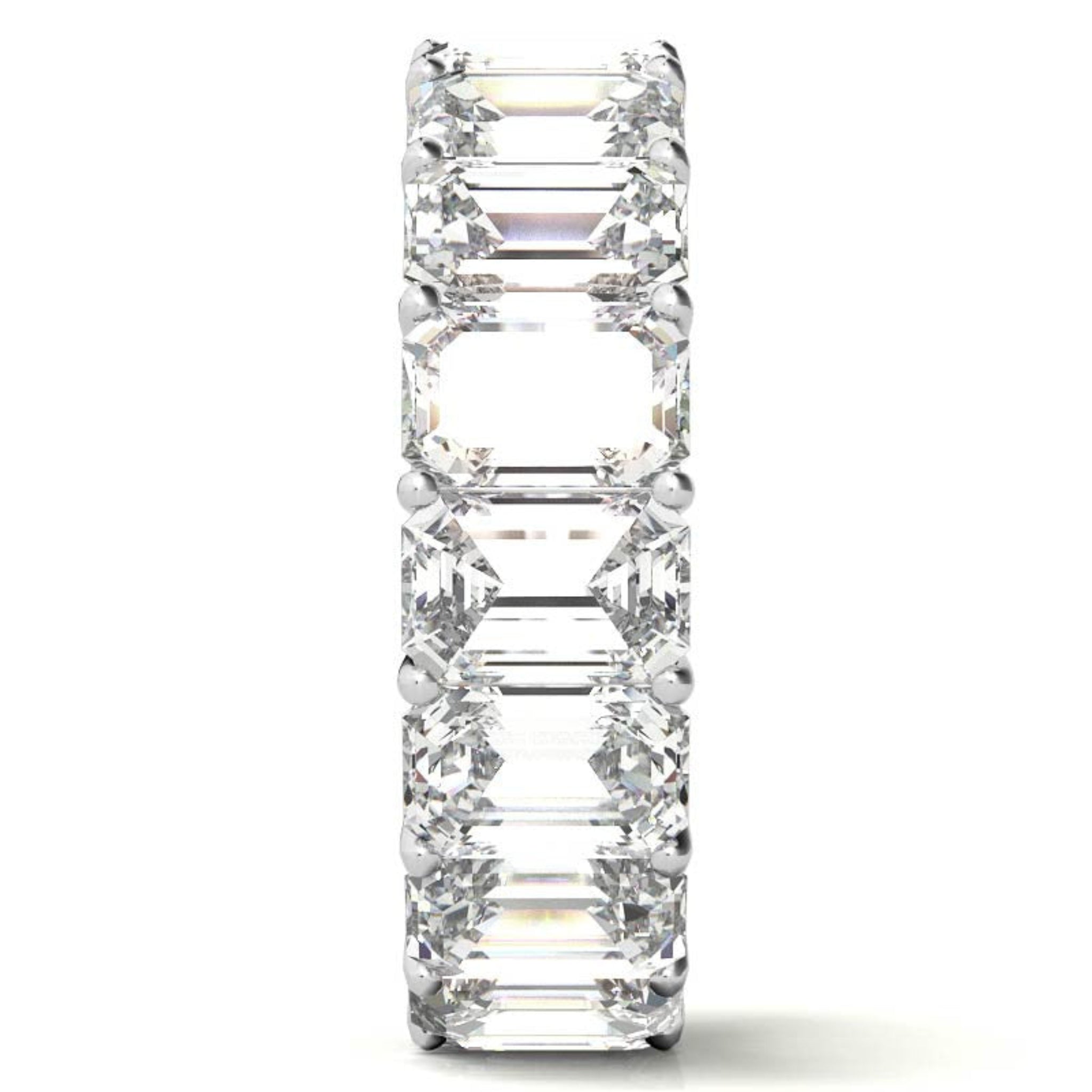 Sterling Silver Elegant And Luxurious Emerald-Cut Diamond White Gold Eternity Band For Women