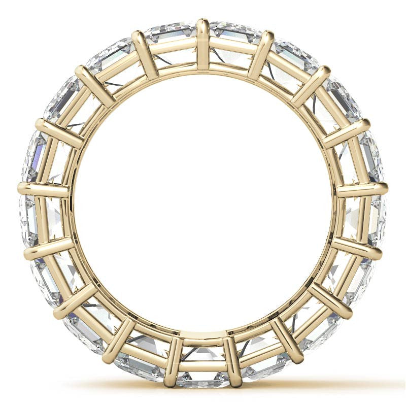 Sterling Silver Elegant And Luxurious Emerald-Cut Diamond Yellow Gold Eternity Band For Women