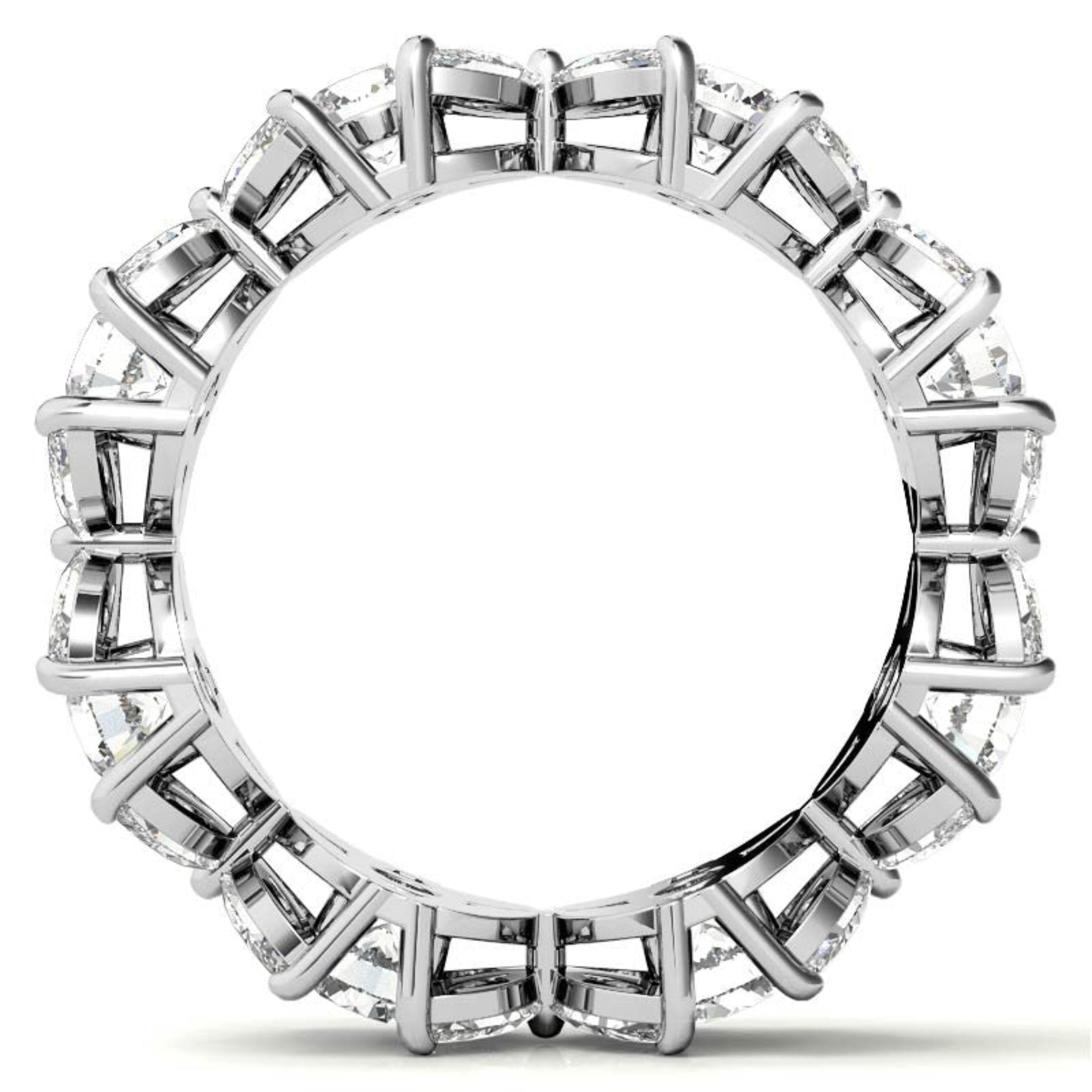 Adjustable Graceful Sterling Silver White Gold Marquise and Round-Cut Diamond Floral Eternity Band For Women