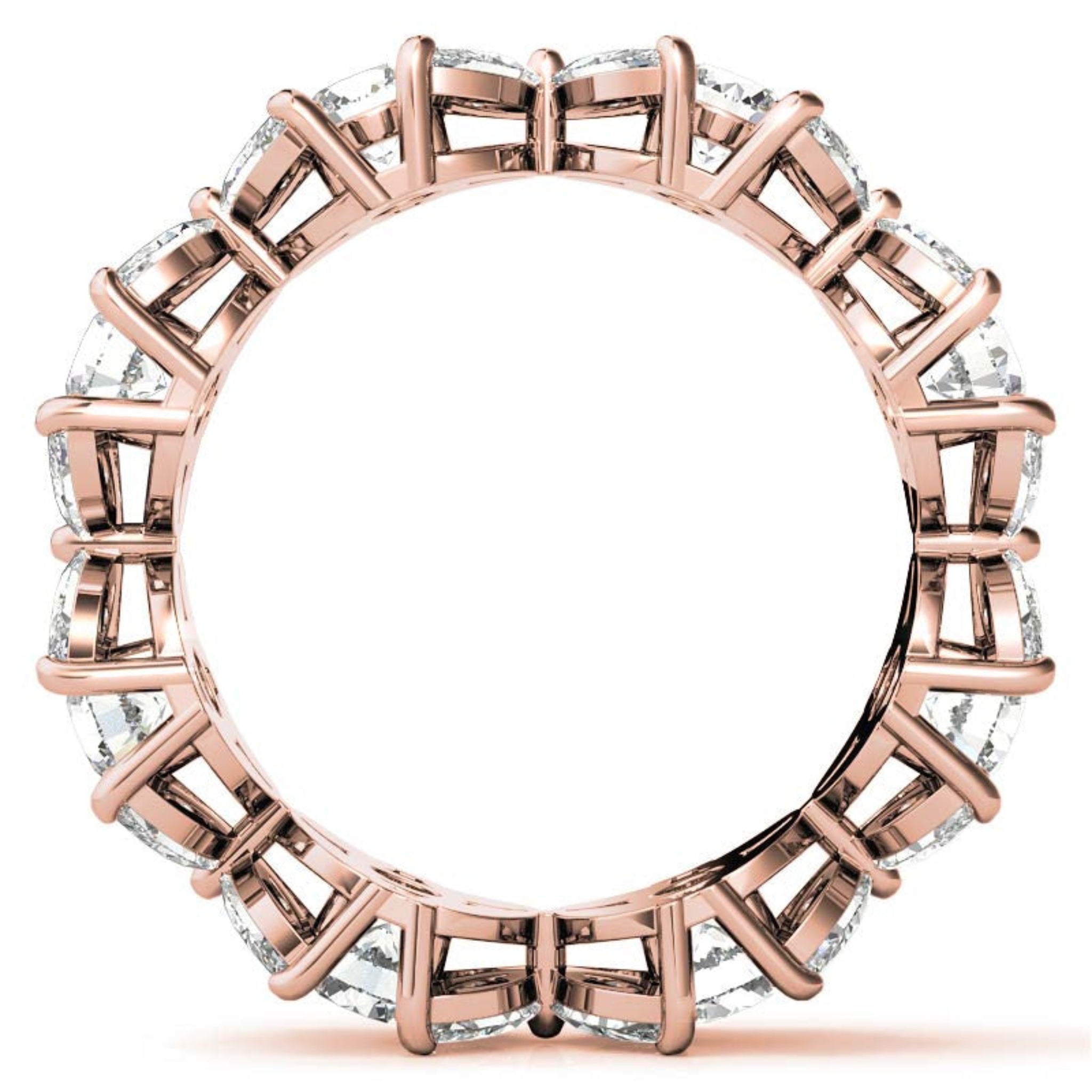 Graceful Sterling Silver Rose Gold Marquise and Round-Cut Diamond Floral Eternity Band For Women