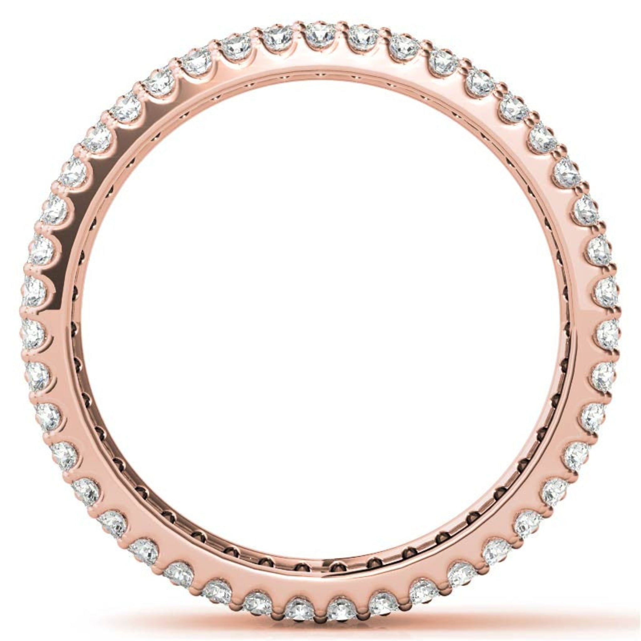 Sterling Silver Luxurious Radiant Diamond-Studded Rose Gold Eternity Band For Women