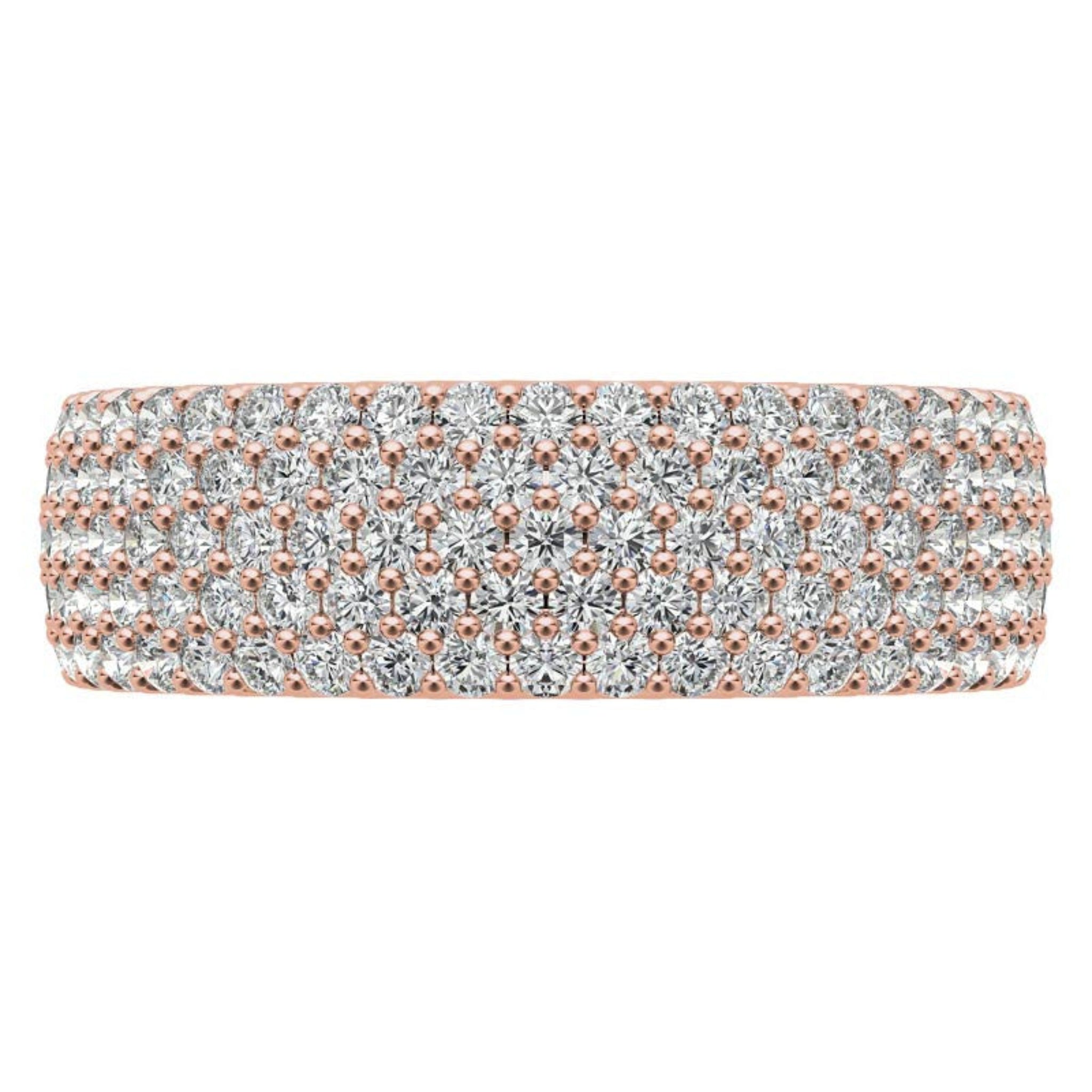 Sterling Silver Luxurious Radiant Diamond-Studded Rose Gold Eternity Band For Women