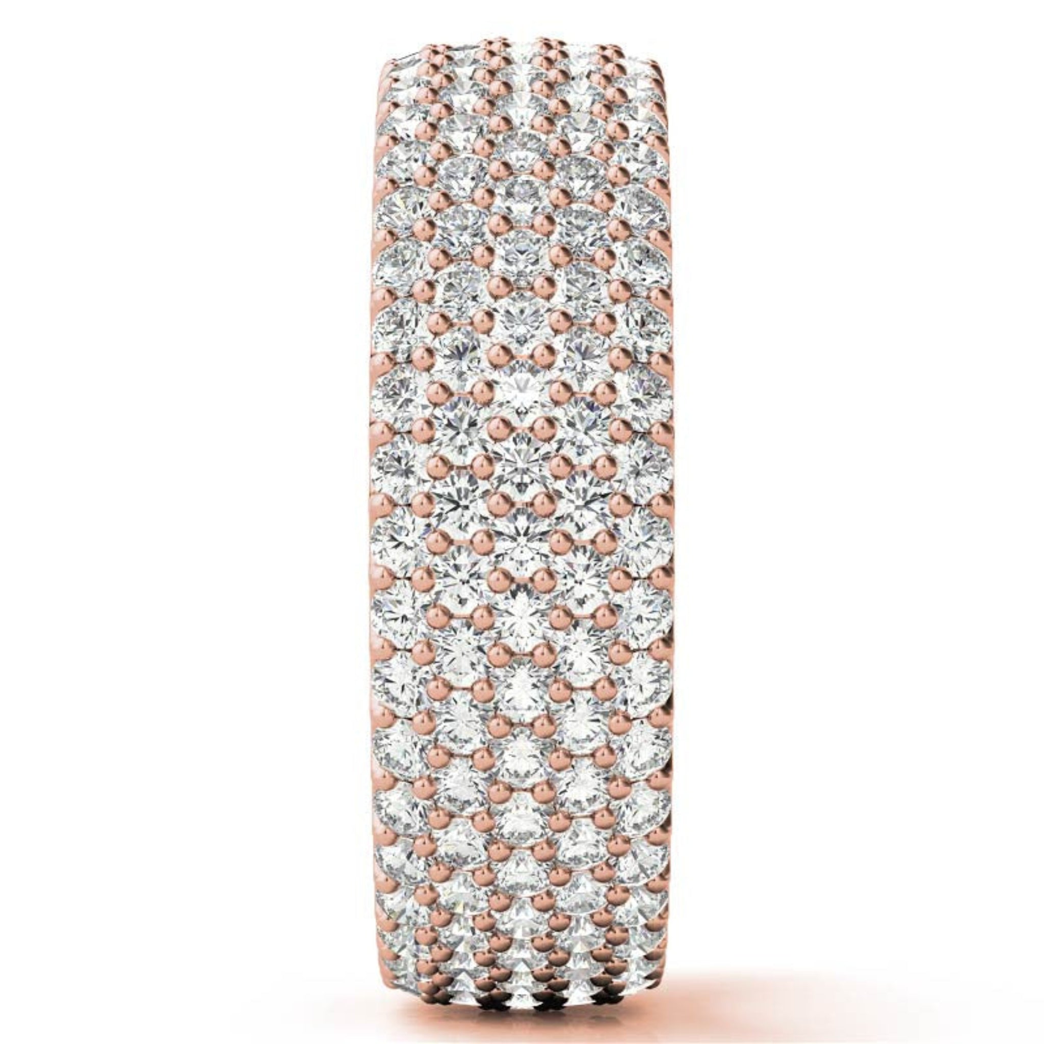 Sterling Silver Luxurious Radiant Diamond-Studded Rose Gold Eternity Band For Women