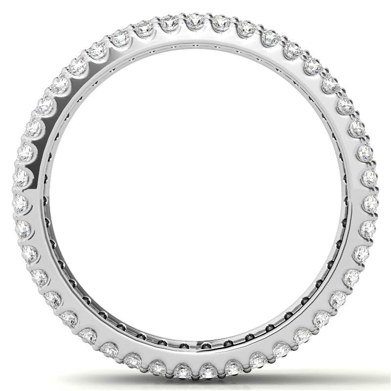 Sterling Silver Luxurious Radiant Diamond-Studded White Gold Eternity Band For Women