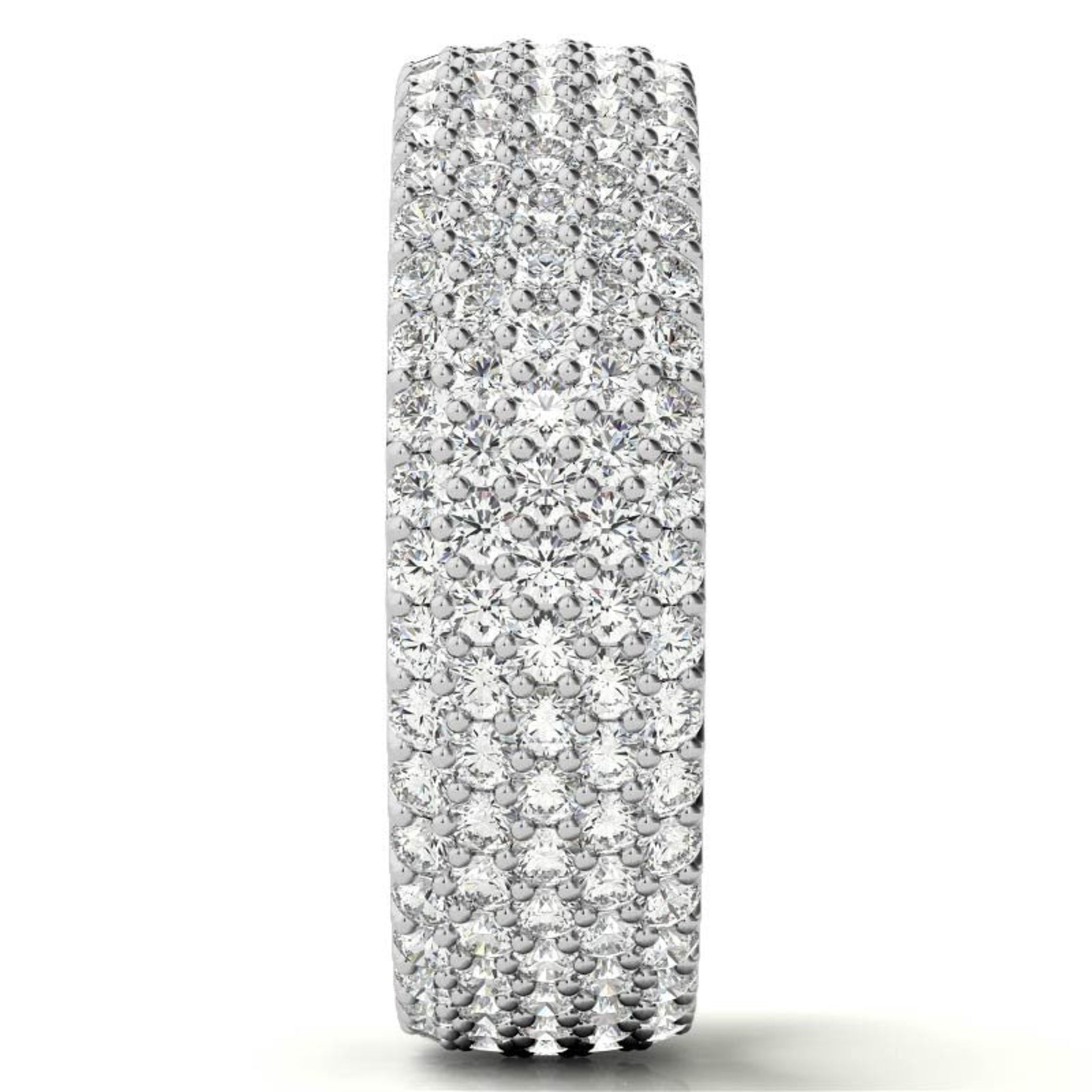 Sterling Silver Luxurious Radiant Diamond-Studded White Gold Eternity Band For Women