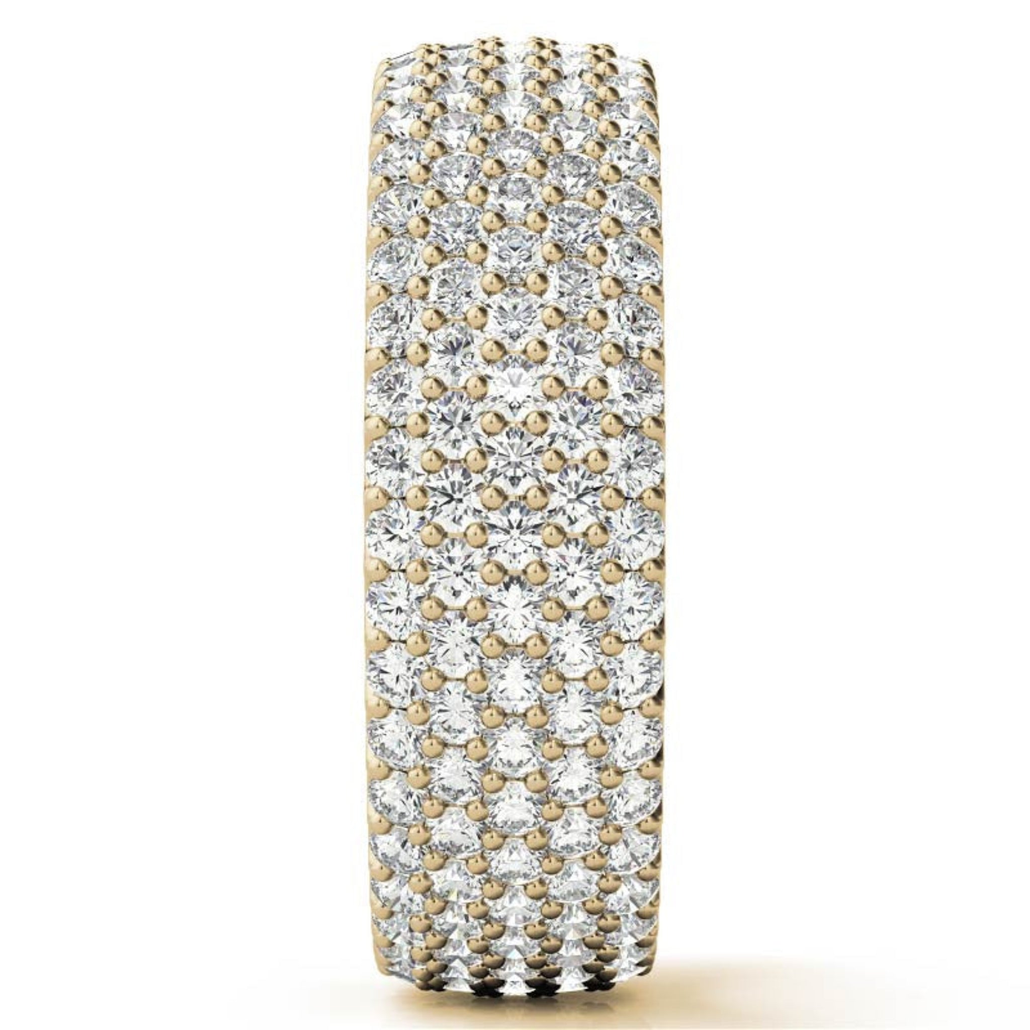 Sterling Silver Luxurious Radiant Diamond-Studded Yellow Gold Eternity Band For Women