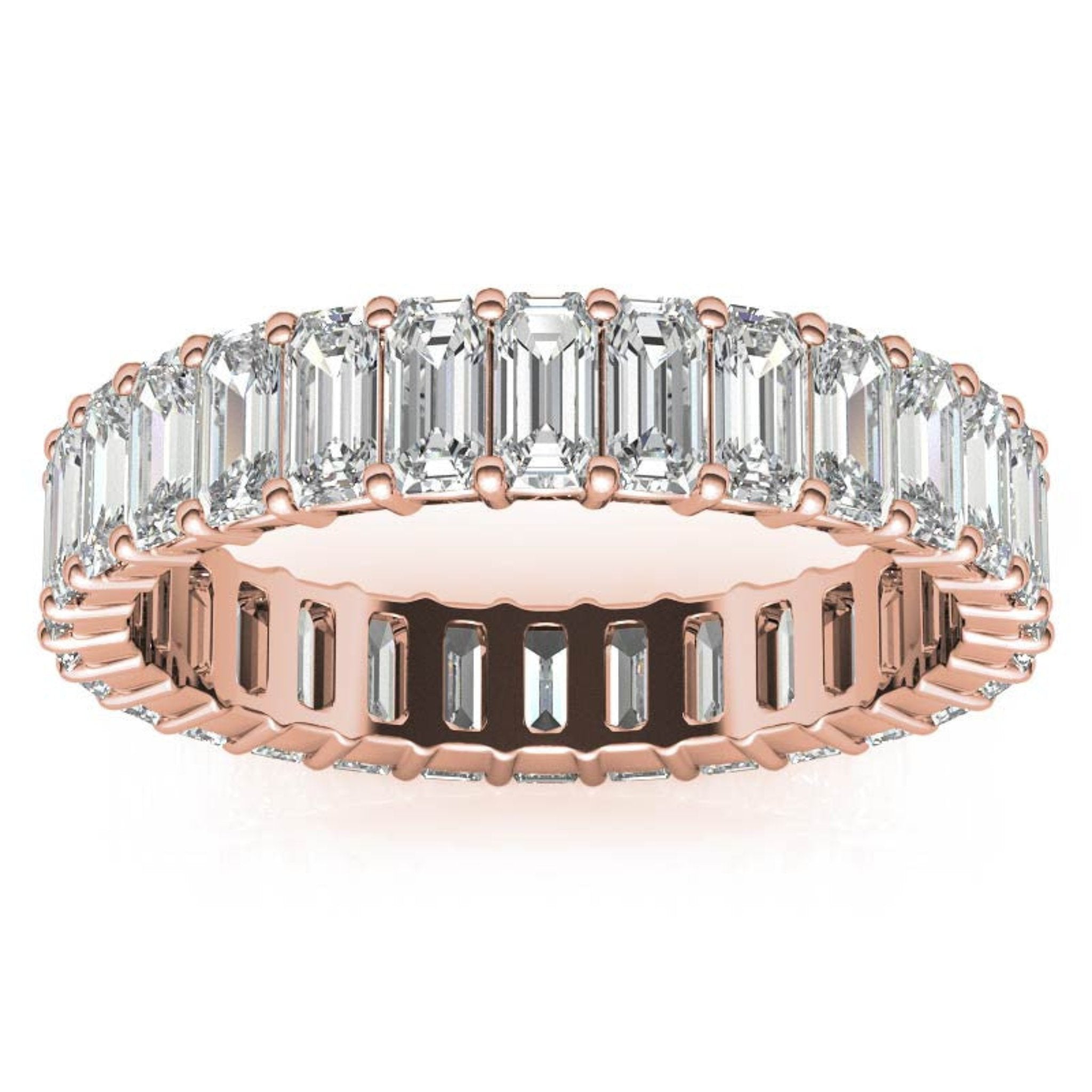 Rose Gold Silver Lustrous Eternity Adjustable Emerald-Cut Ring For Woman