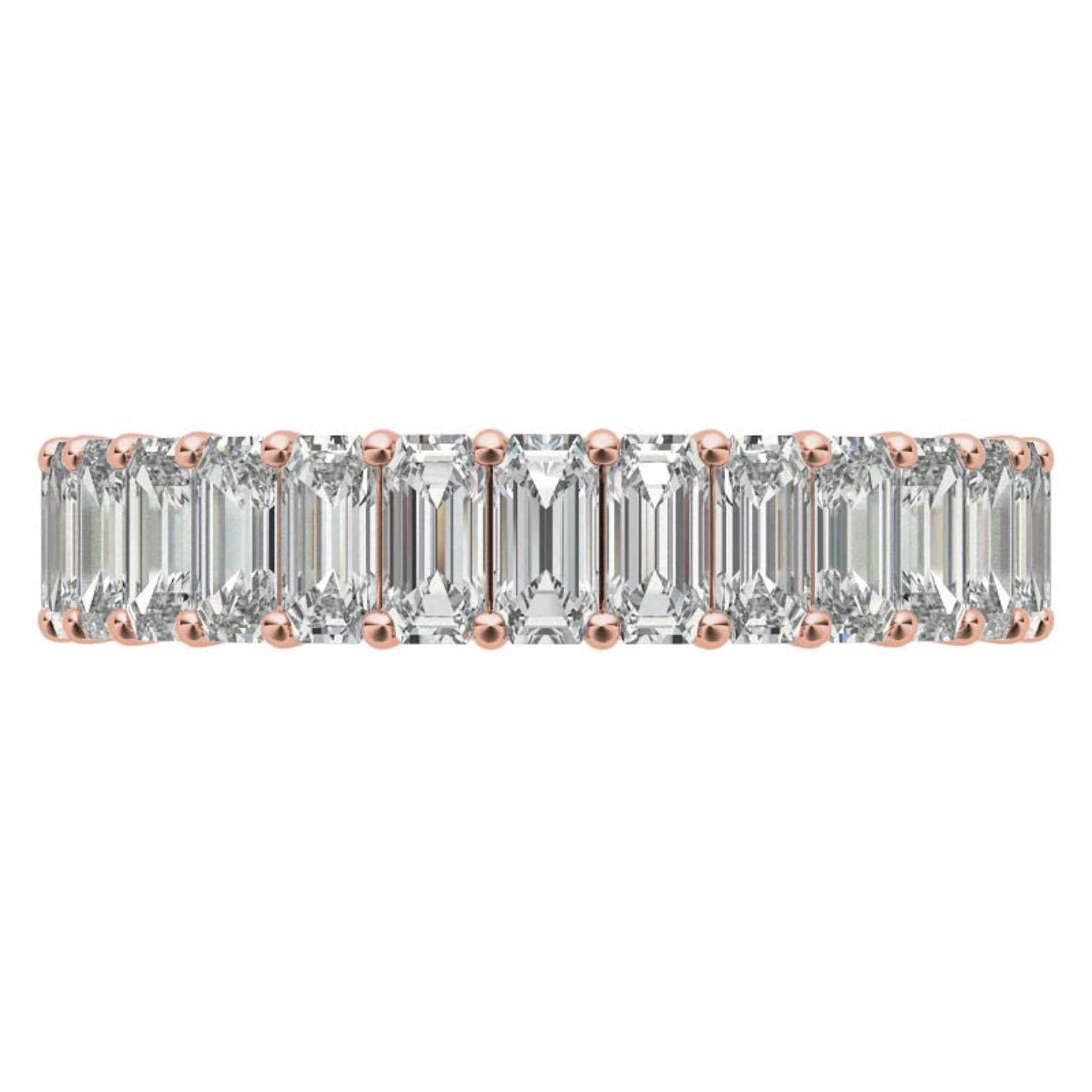 Rose Gold Silver Lustrous Eternity Adjustable Emerald-Cut Ring For Woman