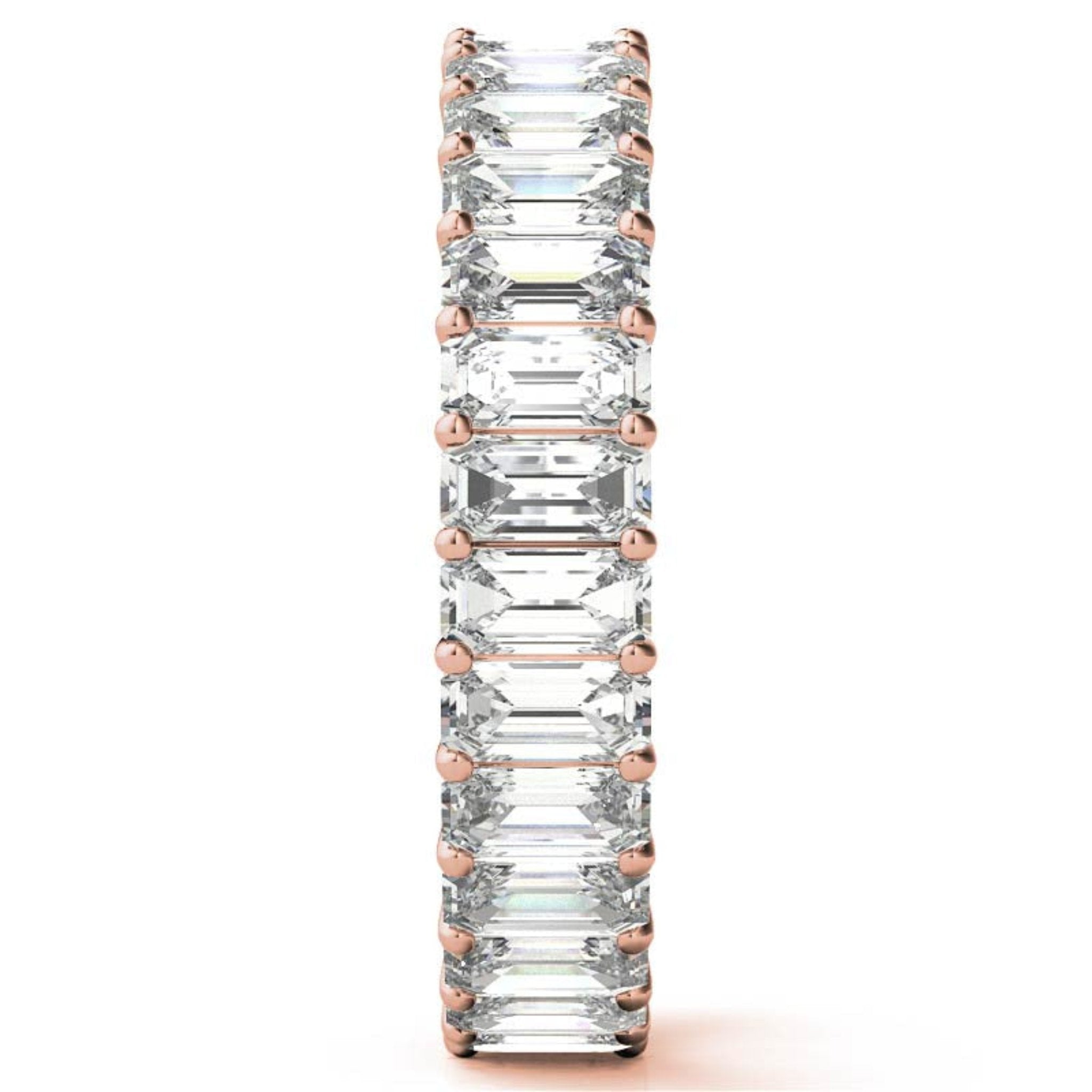 Rose Gold Silver Lustrous Eternity Adjustable Emerald-Cut Ring For Woman