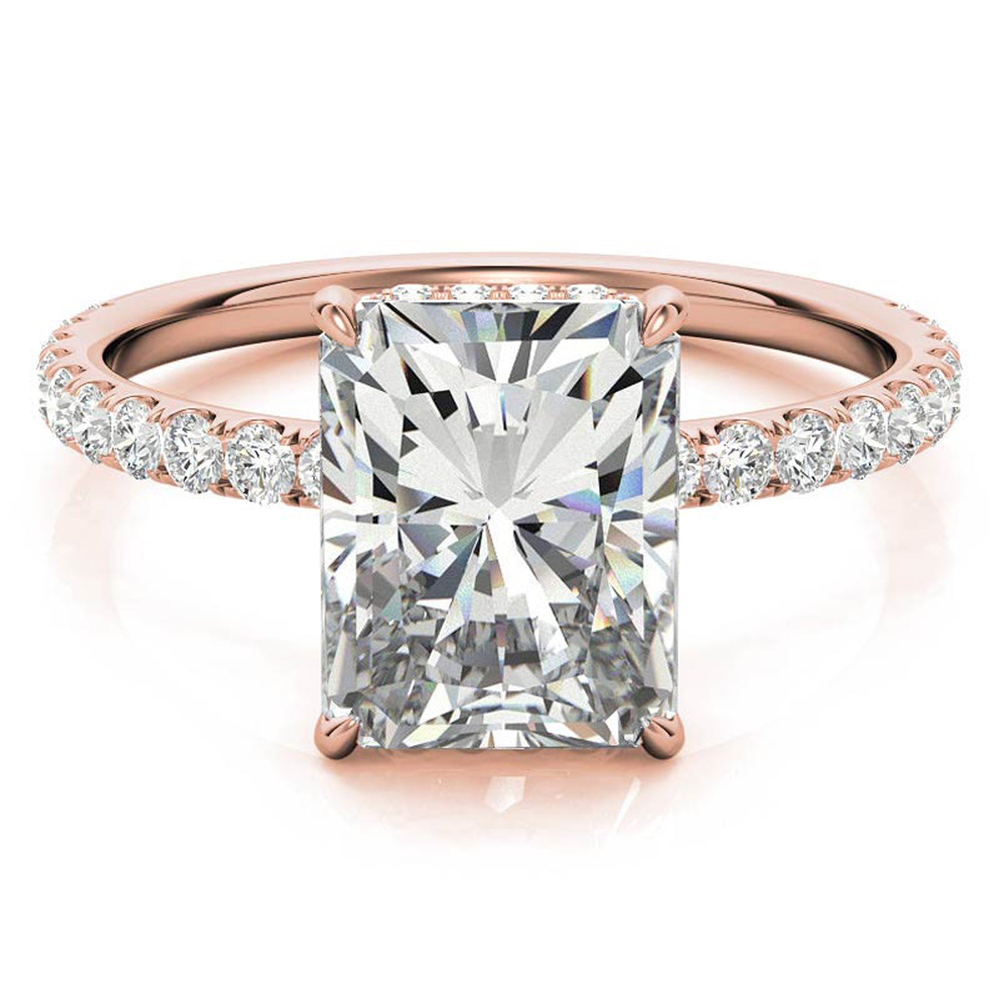 Sterling Silver Radiant Cut Solitaire Adjustable Classic Rose Gold Ring – Perfect for Engagement