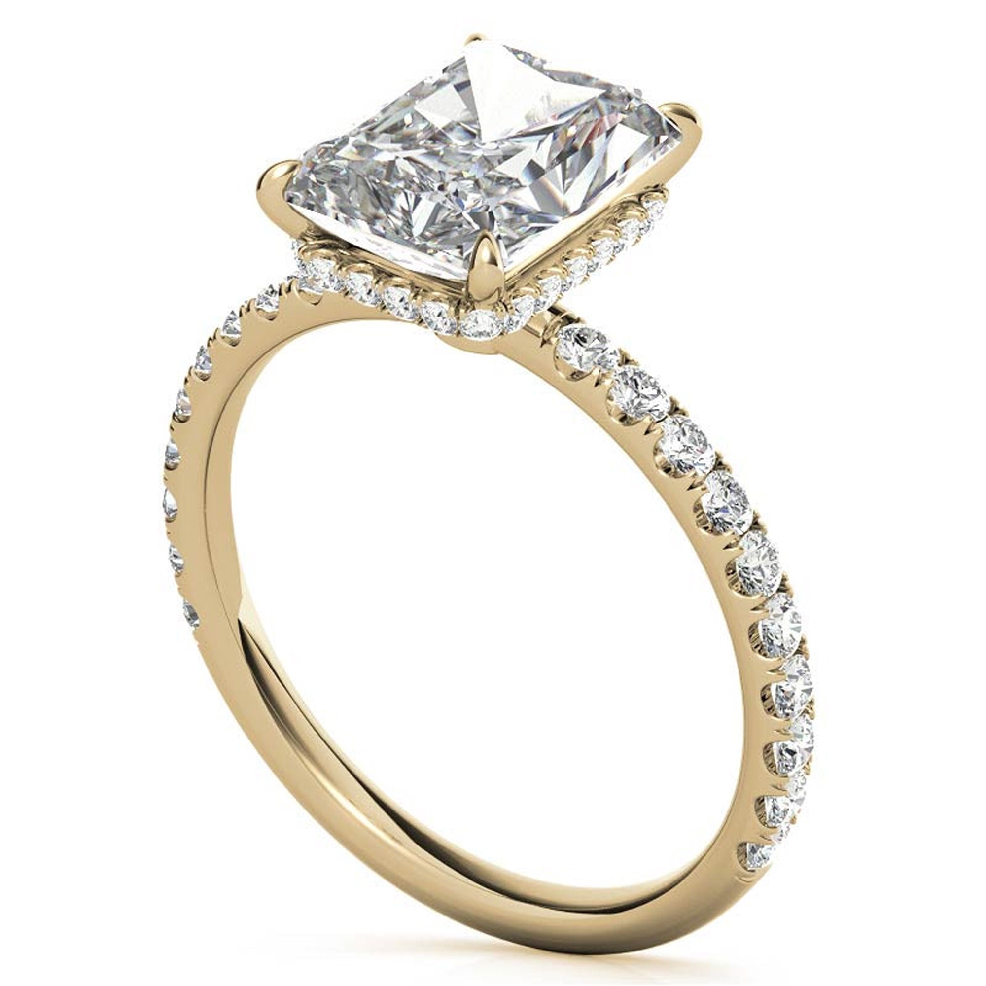 Sterling Silver Radiant Cut Solitaire Adjustable Classic Yellow Gold Ring – Perfect for Engagement