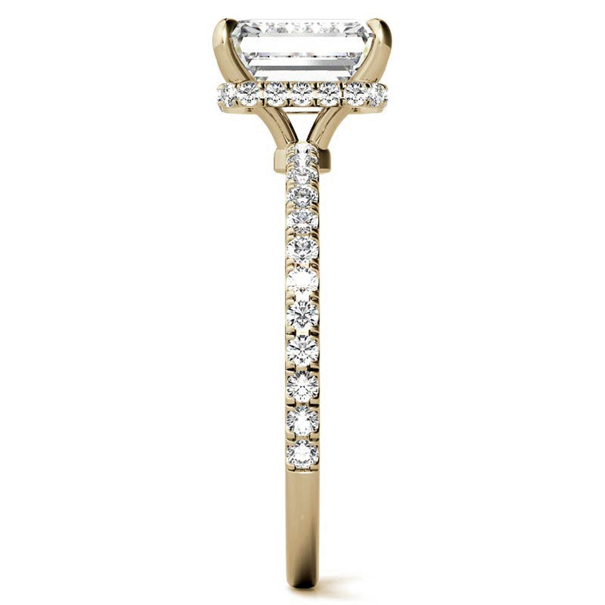 Emerald Cut Yellow Gold Adjustable Sterling Silver Pave Ring - Perfect for Engagement