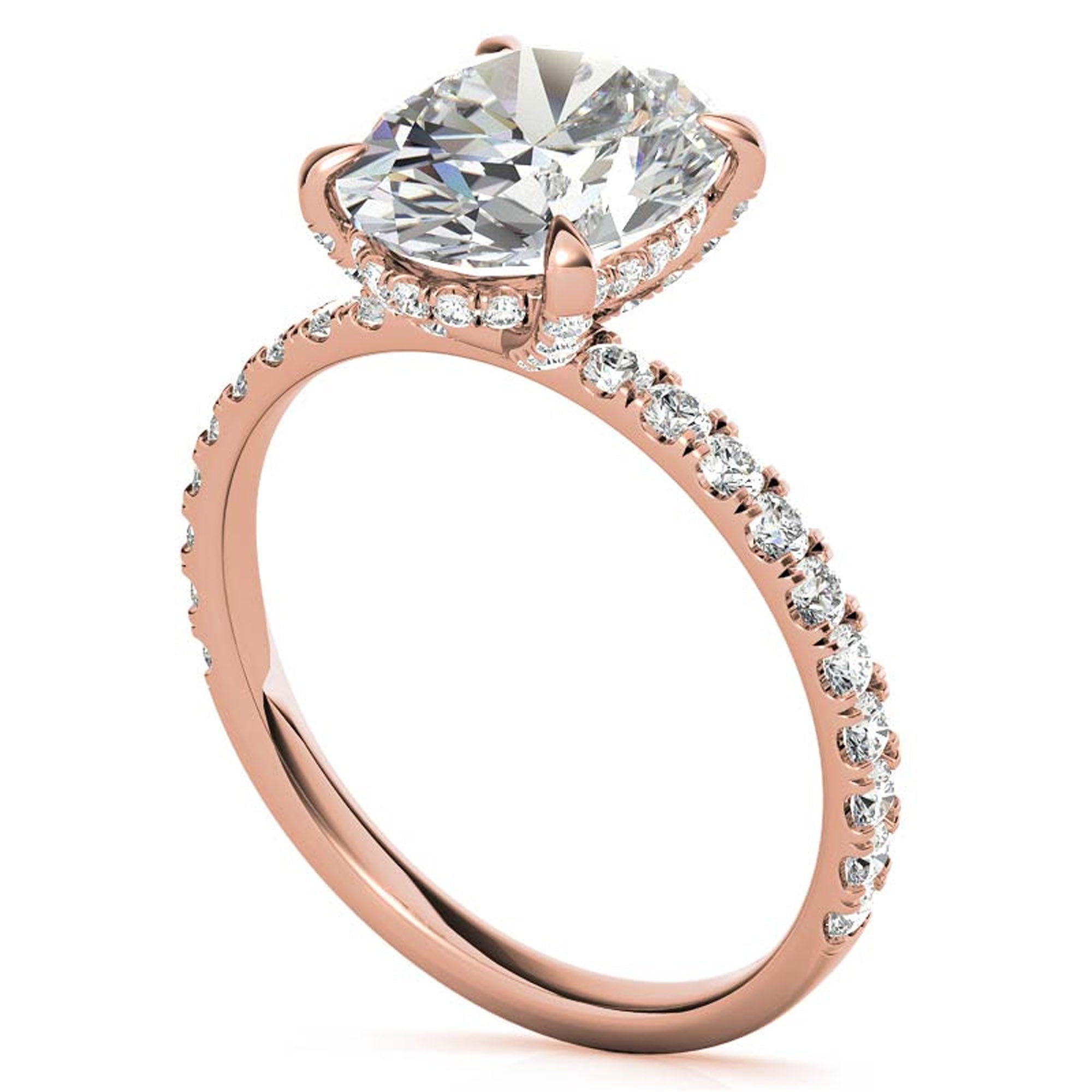 Classic 925 Sterling Silver Adjustable Oval-Cut Rose Gold Engagement Ring For Women