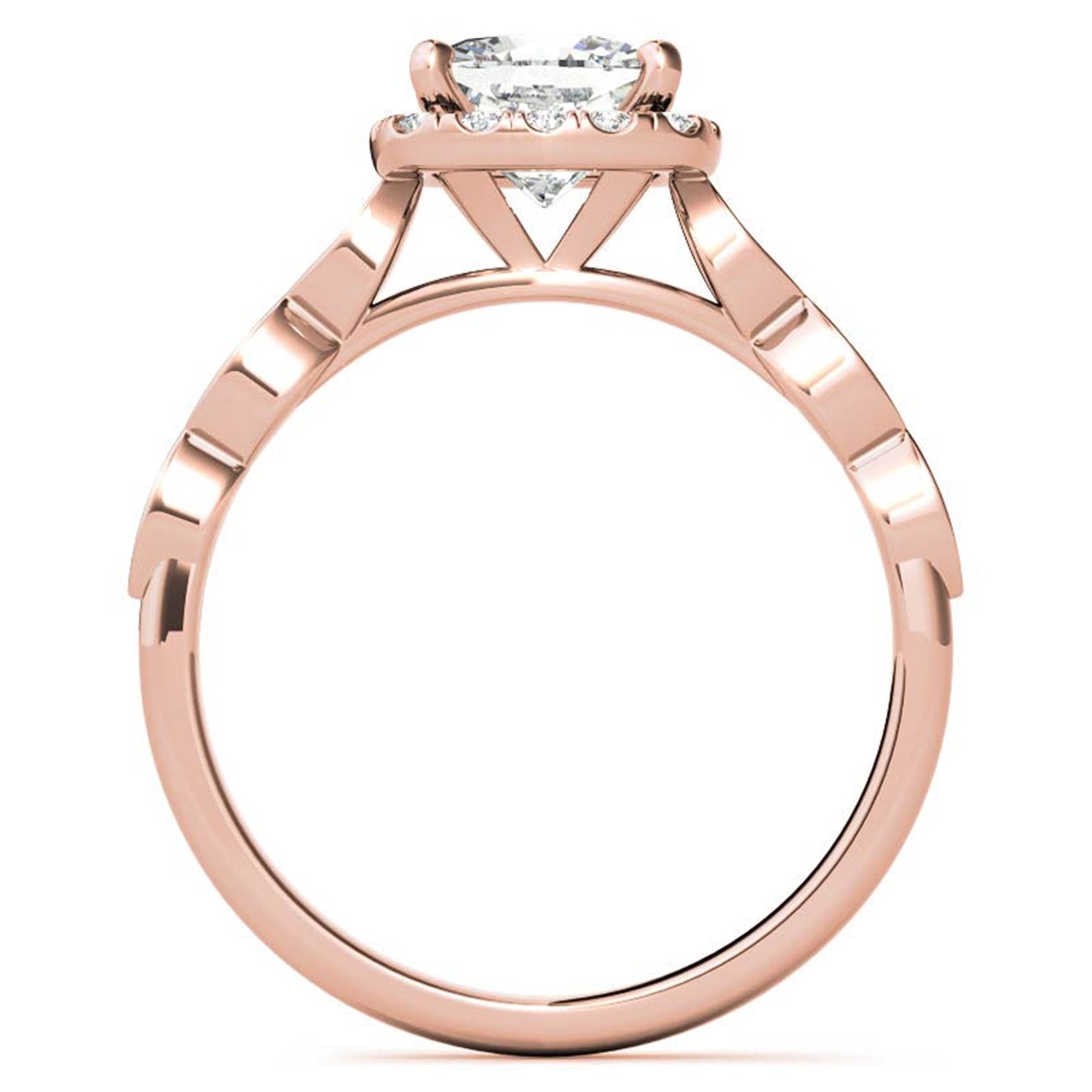 Adjustable Sterling Silver Chic Rose Gold Cushion Cut Diamond Halo Engagement Ring For Women