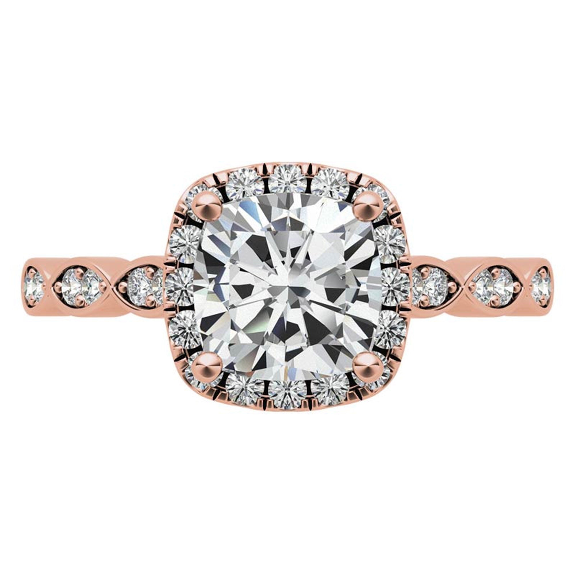 Adjustable Sterling Silver Chic Rose Gold Cushion Cut Diamond Halo Engagement Ring For Women