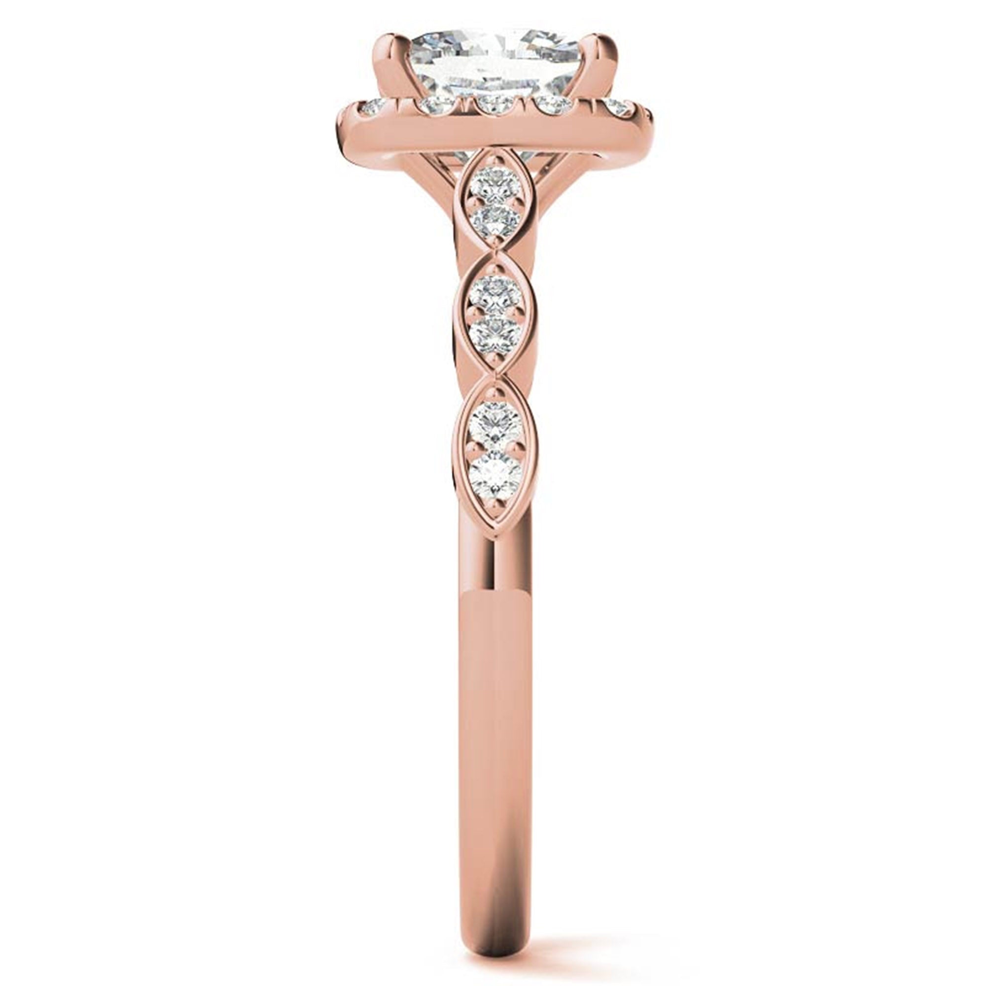 Adjustable Sterling Silver Chic Rose Gold Cushion Cut Diamond Halo Engagement Ring For Women