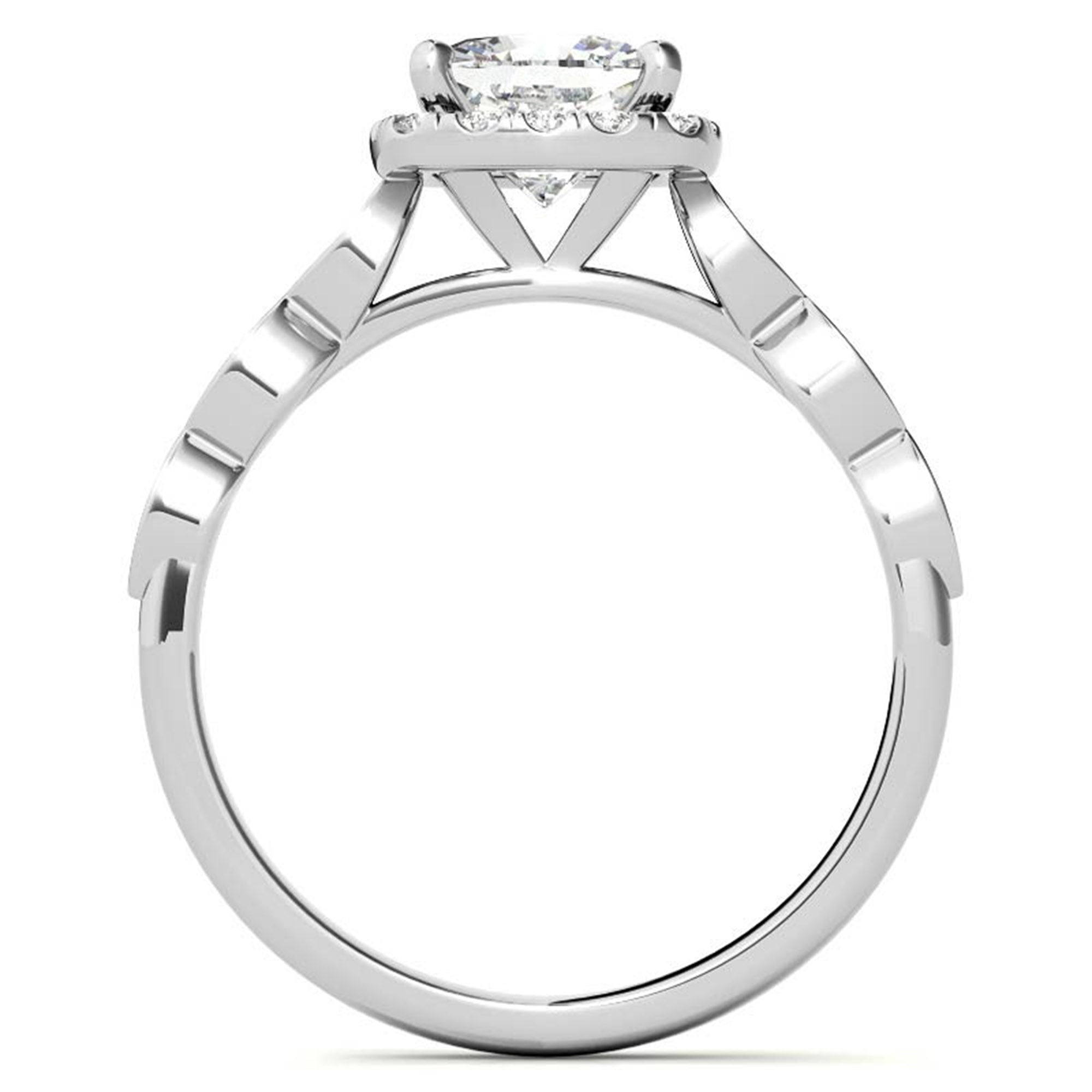 Adjustable Sterling Silver Chic White Gold Cushion Cut Diamond Halo Engagement Ring For Women