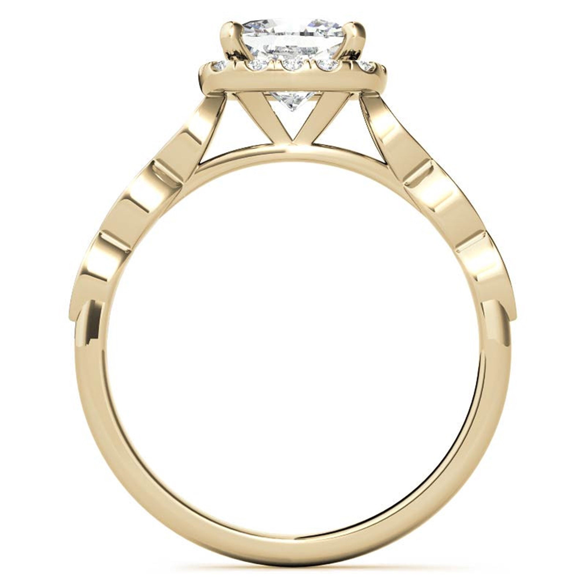 Adjustable Sterling Silver Chic Yellow Gold Cushion Cut Diamond Halo Engagement Ring For Women