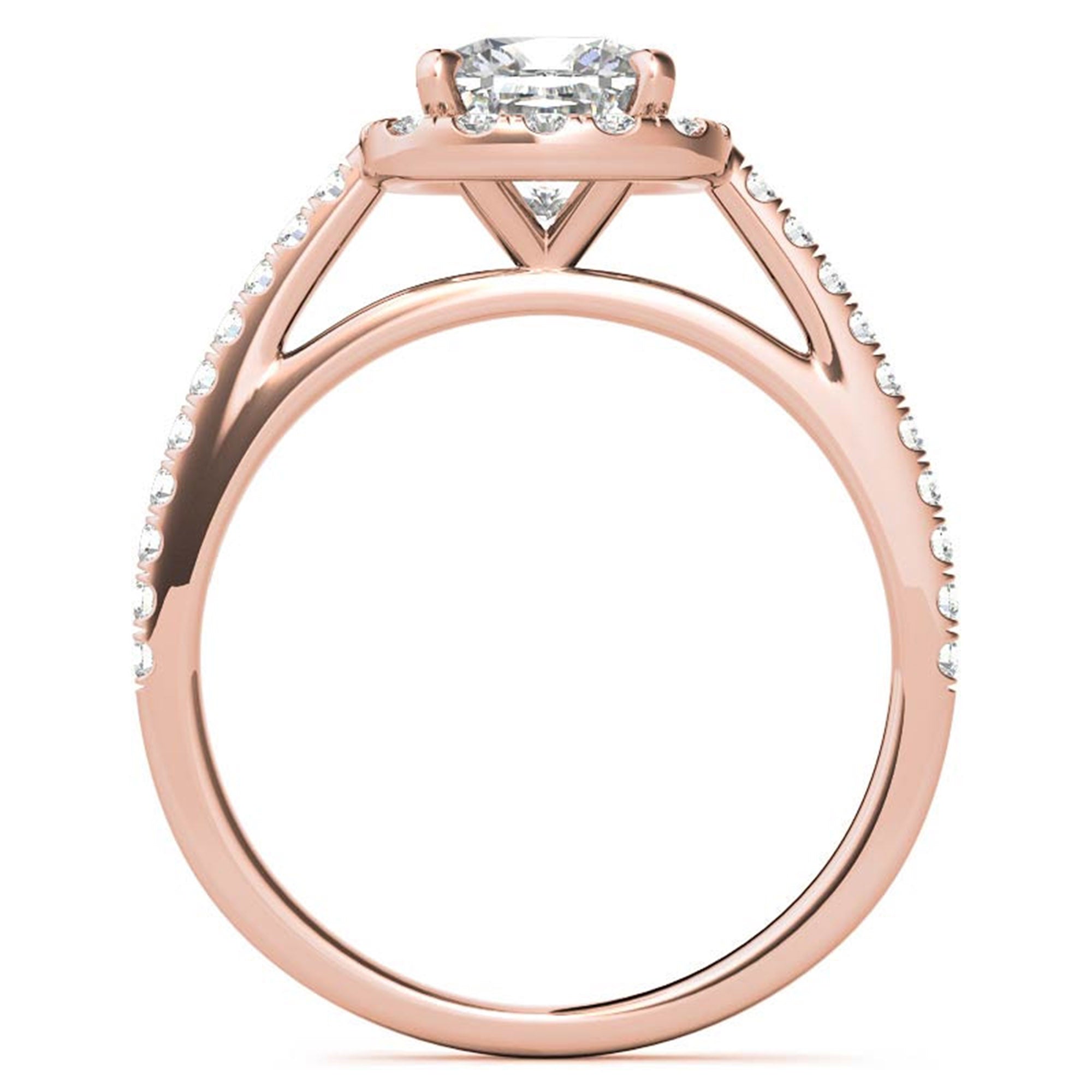 Adjustable Sterling Silver Engagement Rose Gold Halo Cushion-Cut Ring For Woman