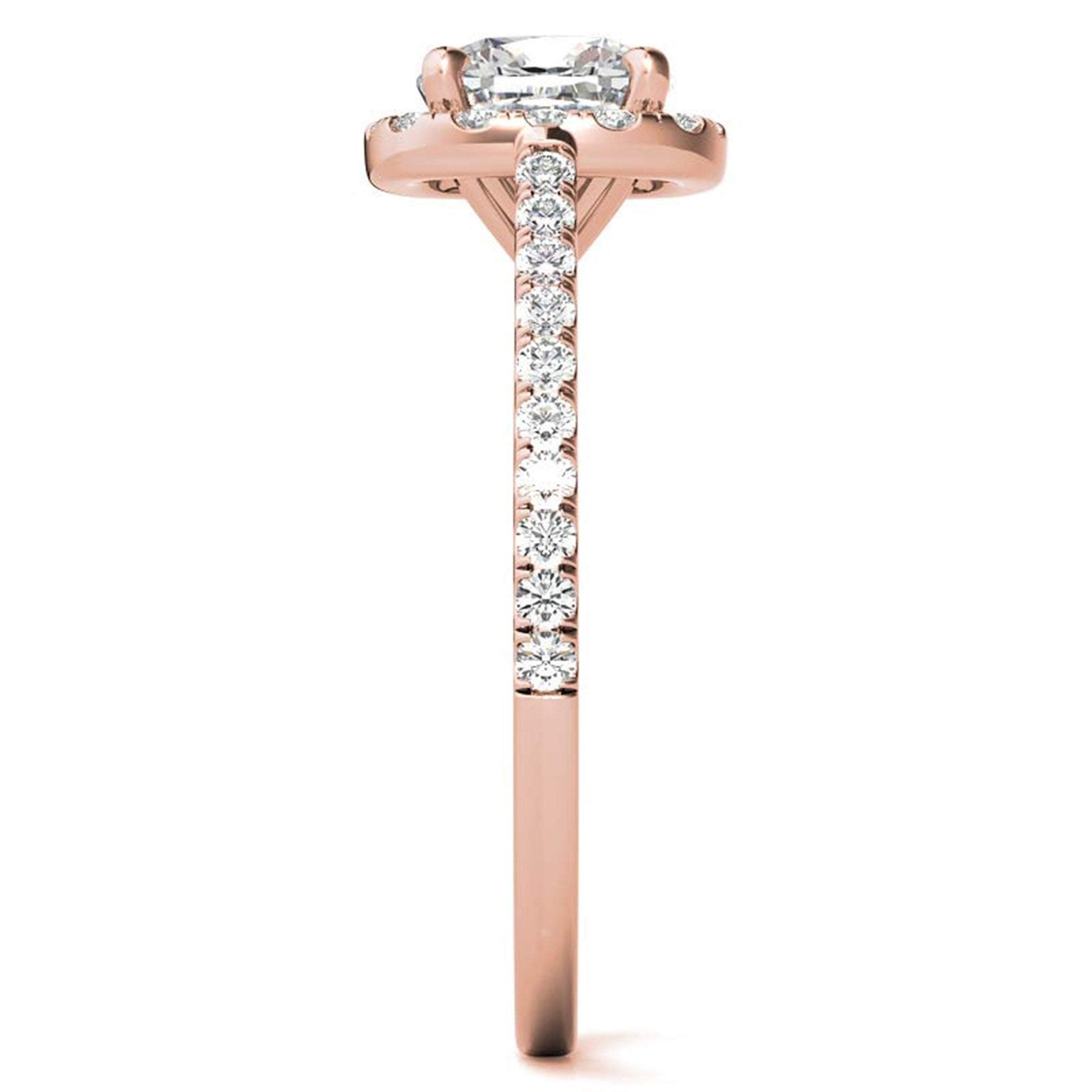 Adjustable Sterling Silver Engagement Rose Gold Halo Cushion-Cut Ring For Woman