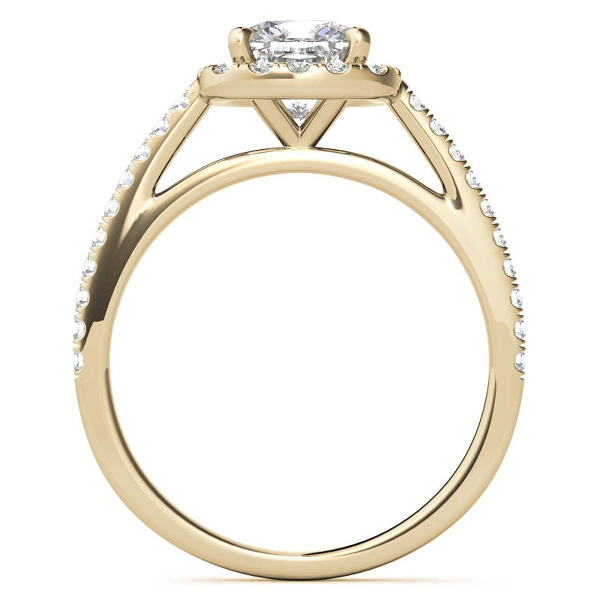 Adjustable Sterling Silver Engagement Yellow Gold Halo Cushion-Cut Ring For Woman