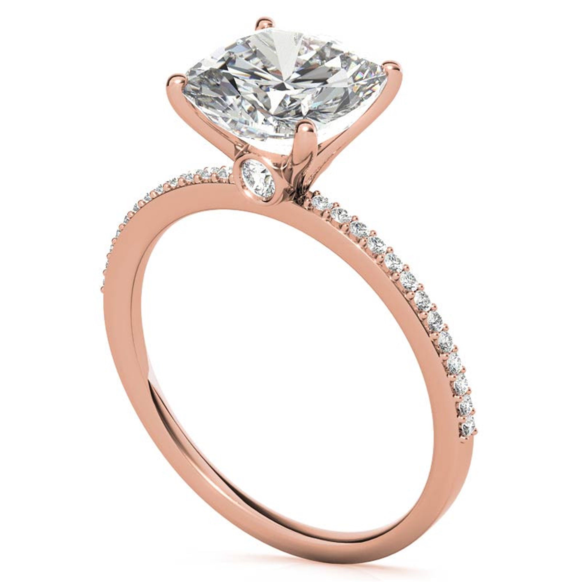 Sterling Silver Sparkling Adjustable Cushion-Cut Rose Gold Engagement Ring For Women