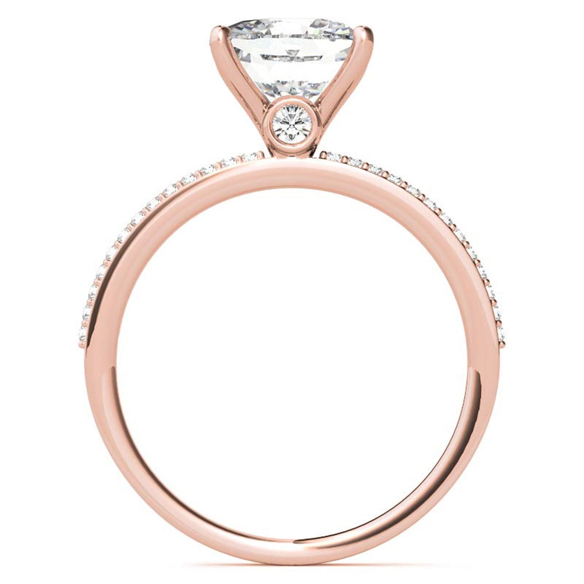 Sterling Silver Sparkling Adjustable Cushion-Cut Rose Gold Engagement Ring For Women