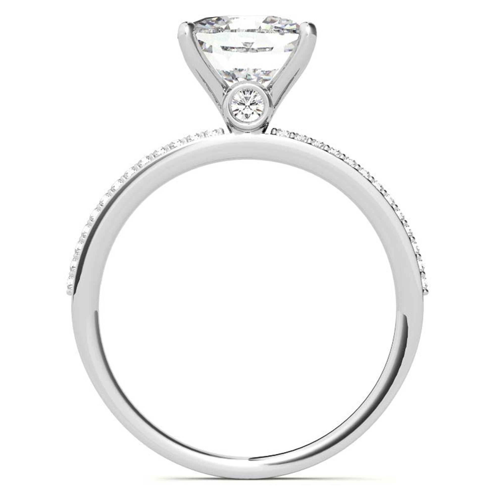 Sterling Silver Sparkling Adjustable Cushion-Cut White Gold Engagement Ring For Women