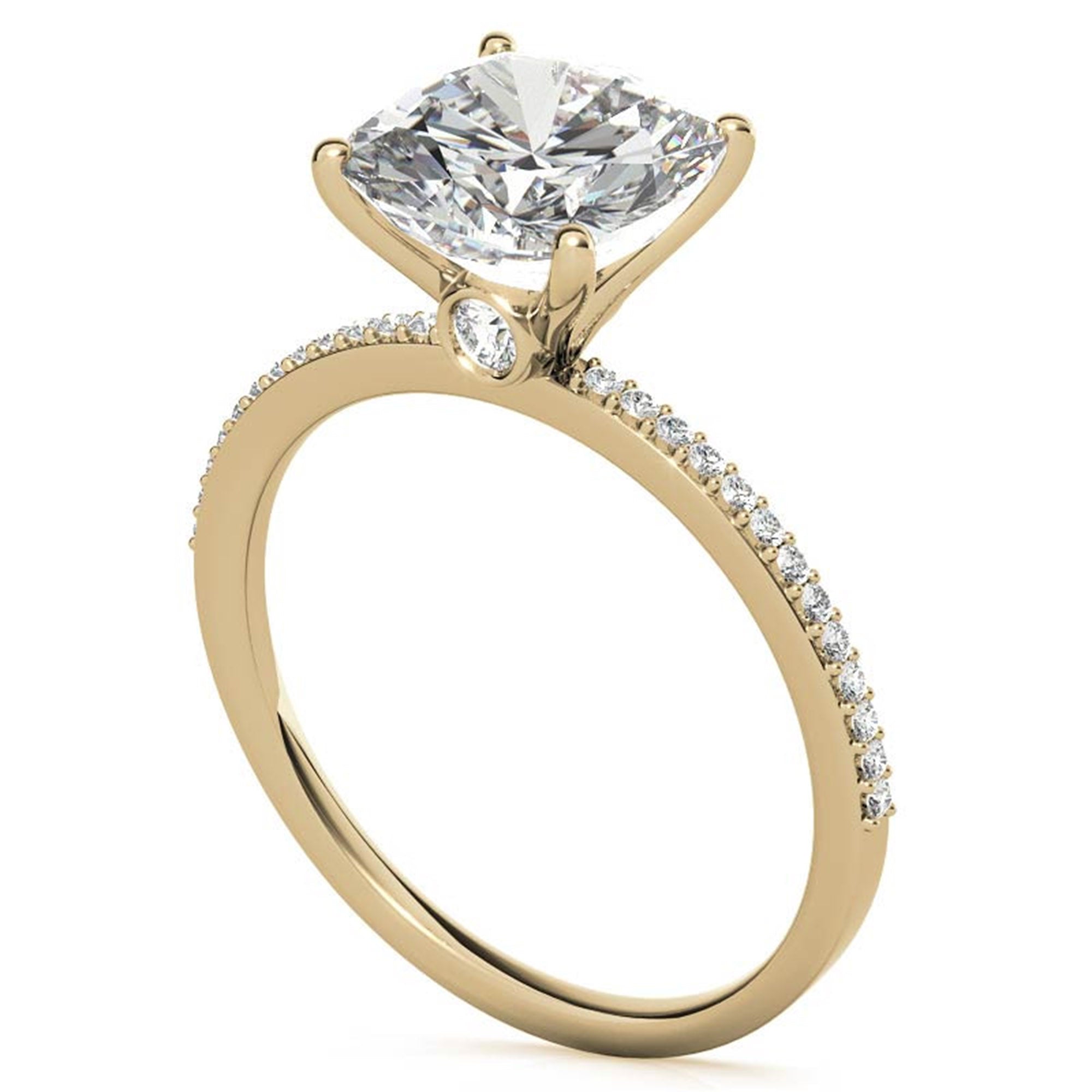 Sterling Silver Sparkling Adjustable Cushion-Cut Yellow Gold Engagement Ring For Women