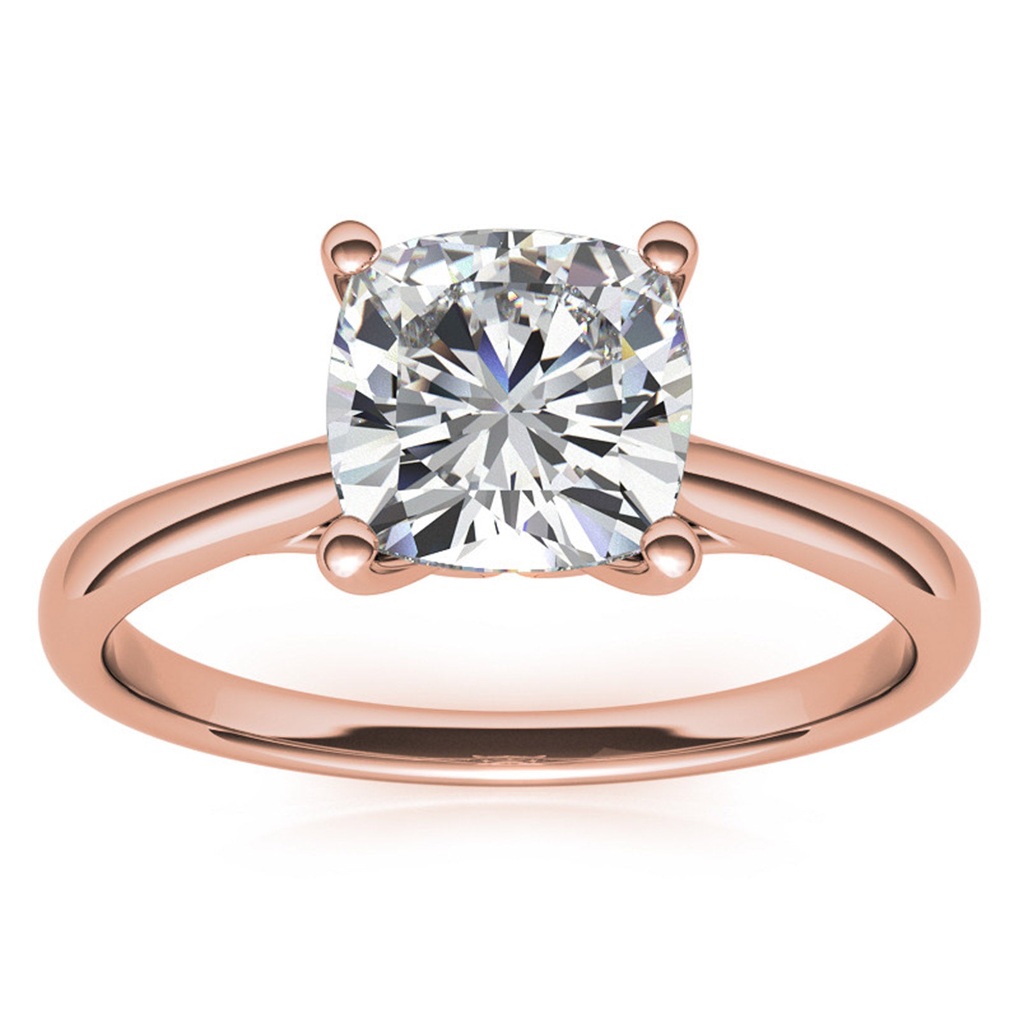 Sterling Silver Timeless Adjustable Cushion-Cut Rose Gold Solitaire Ring For Women