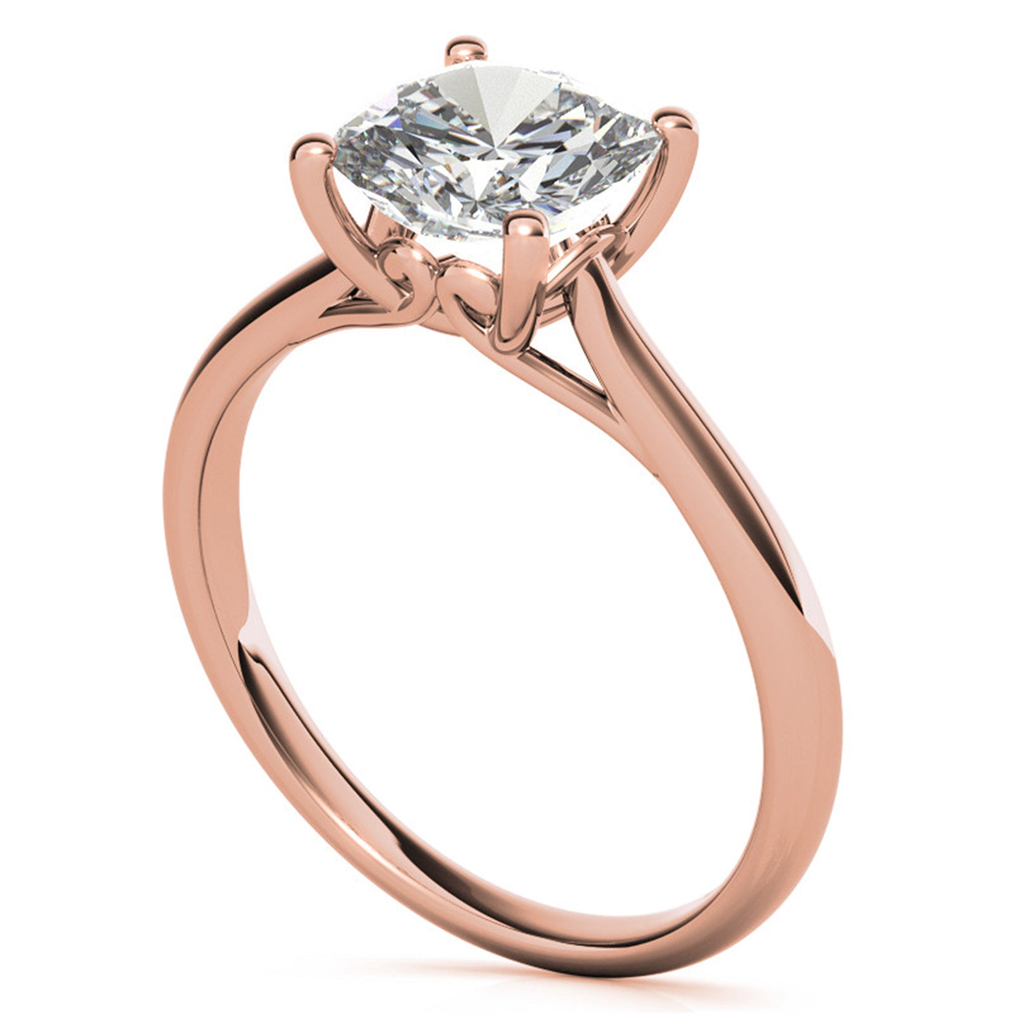 Sterling Silver Timeless Adjustable Cushion-Cut Rose Gold Solitaire Ring For Women