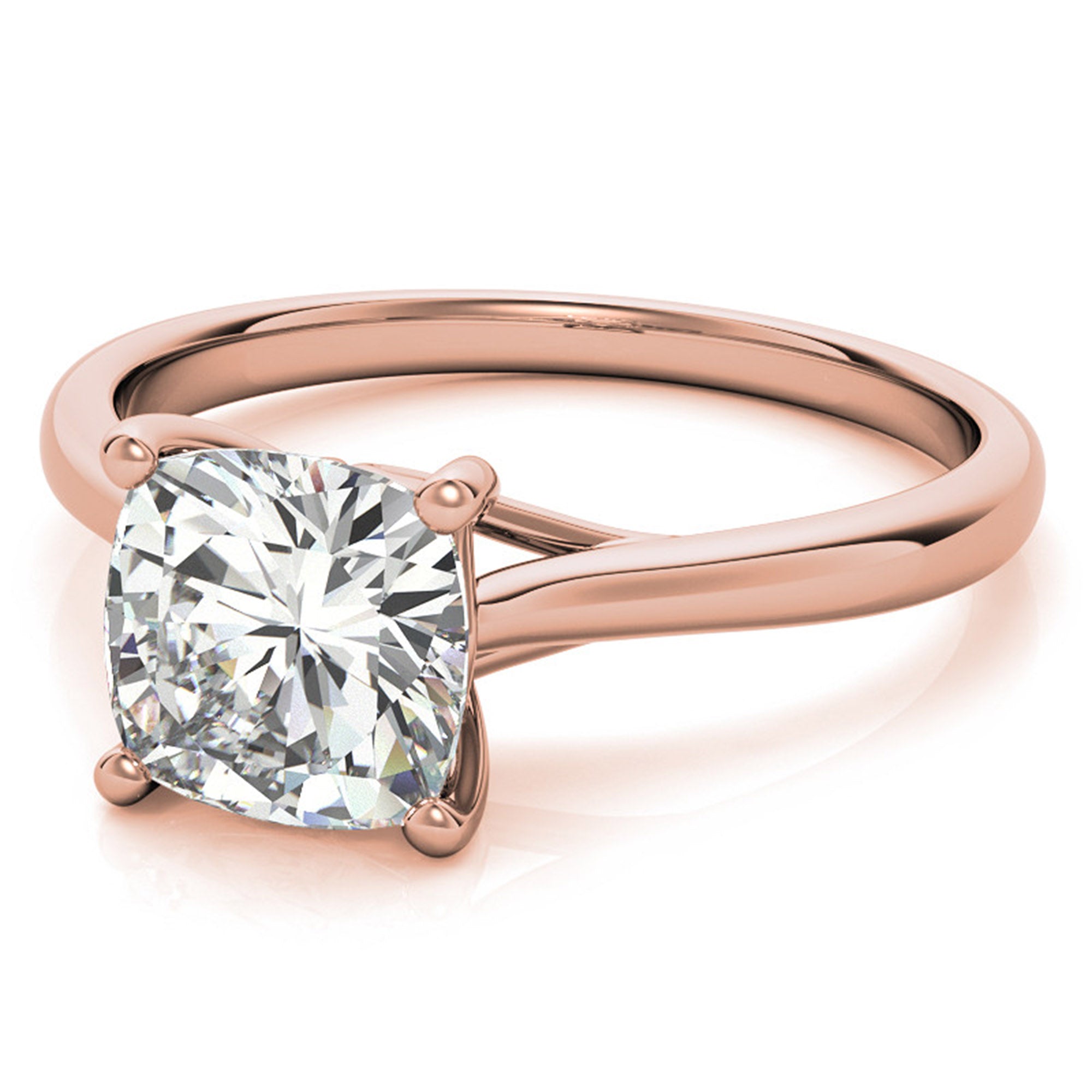 Sterling Silver Timeless Adjustable Cushion-Cut Rose Gold Solitaire Ring For Women