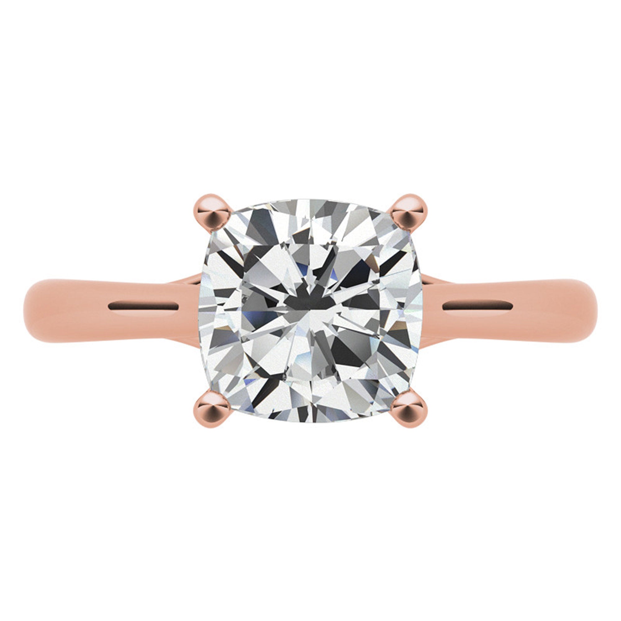 Sterling Silver Timeless Adjustable Cushion-Cut Rose Gold Solitaire Ring For Women