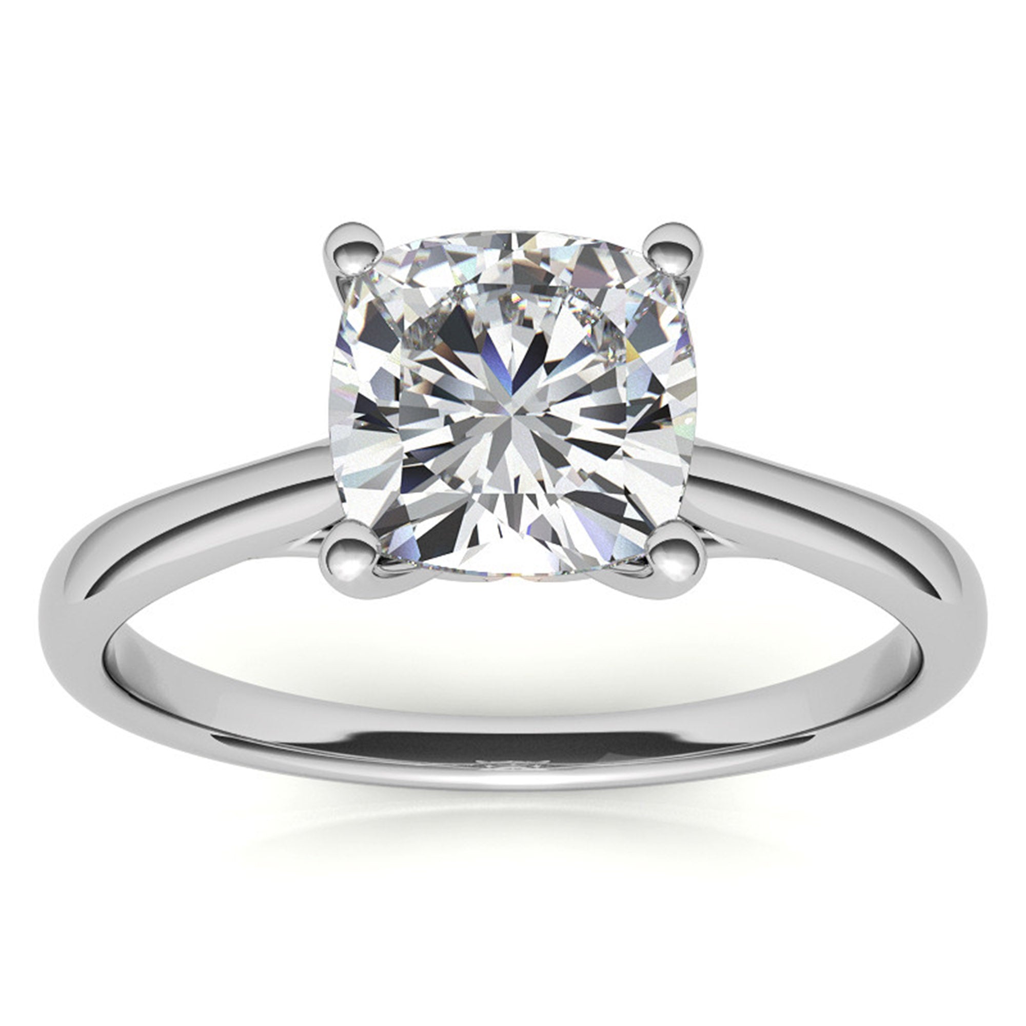 Sterling Silver Timeless Adjustable Cushion-Cut White Gold Solitaire Ring For Women