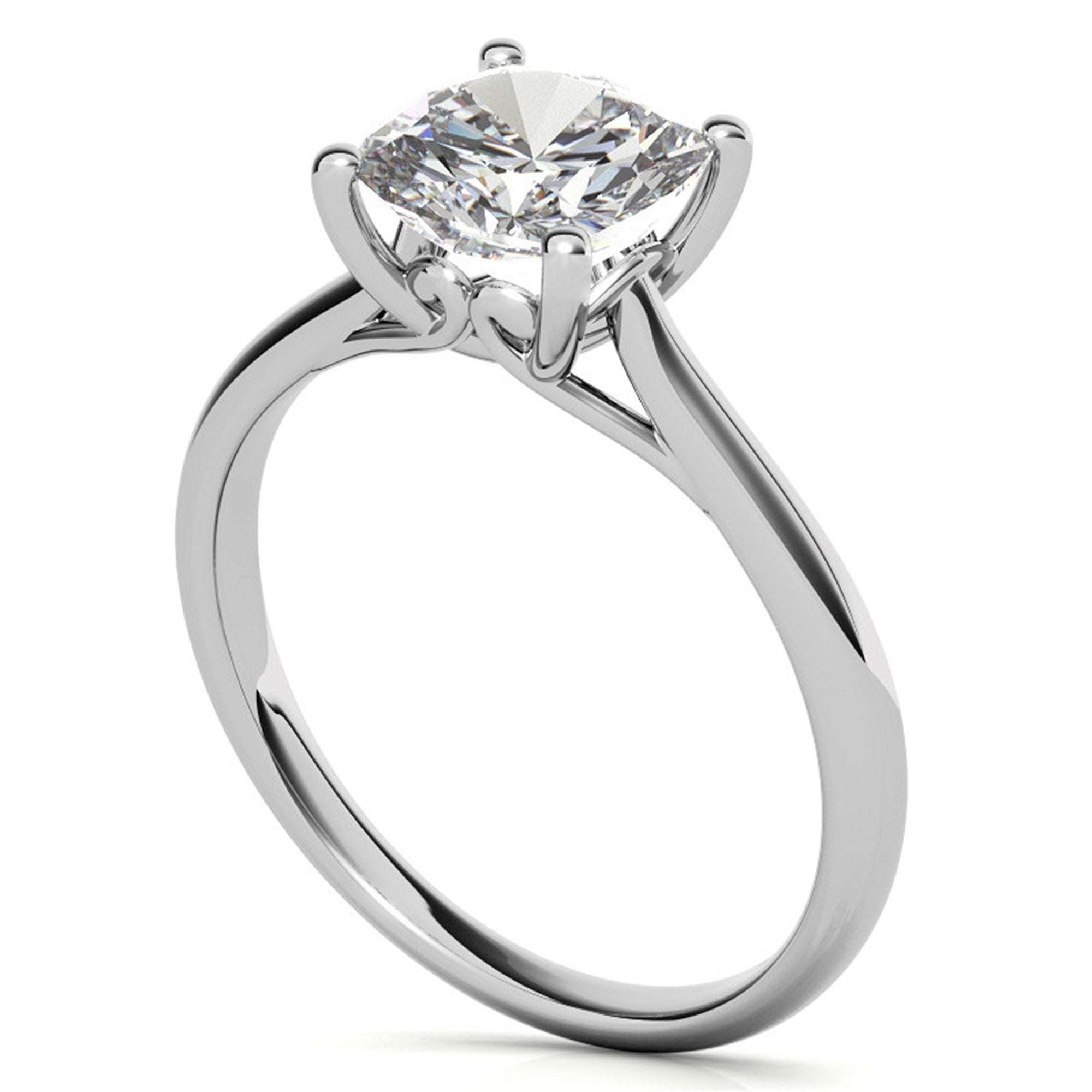 Sterling Silver Timeless Adjustable Cushion-Cut White Gold Solitaire Ring For Women