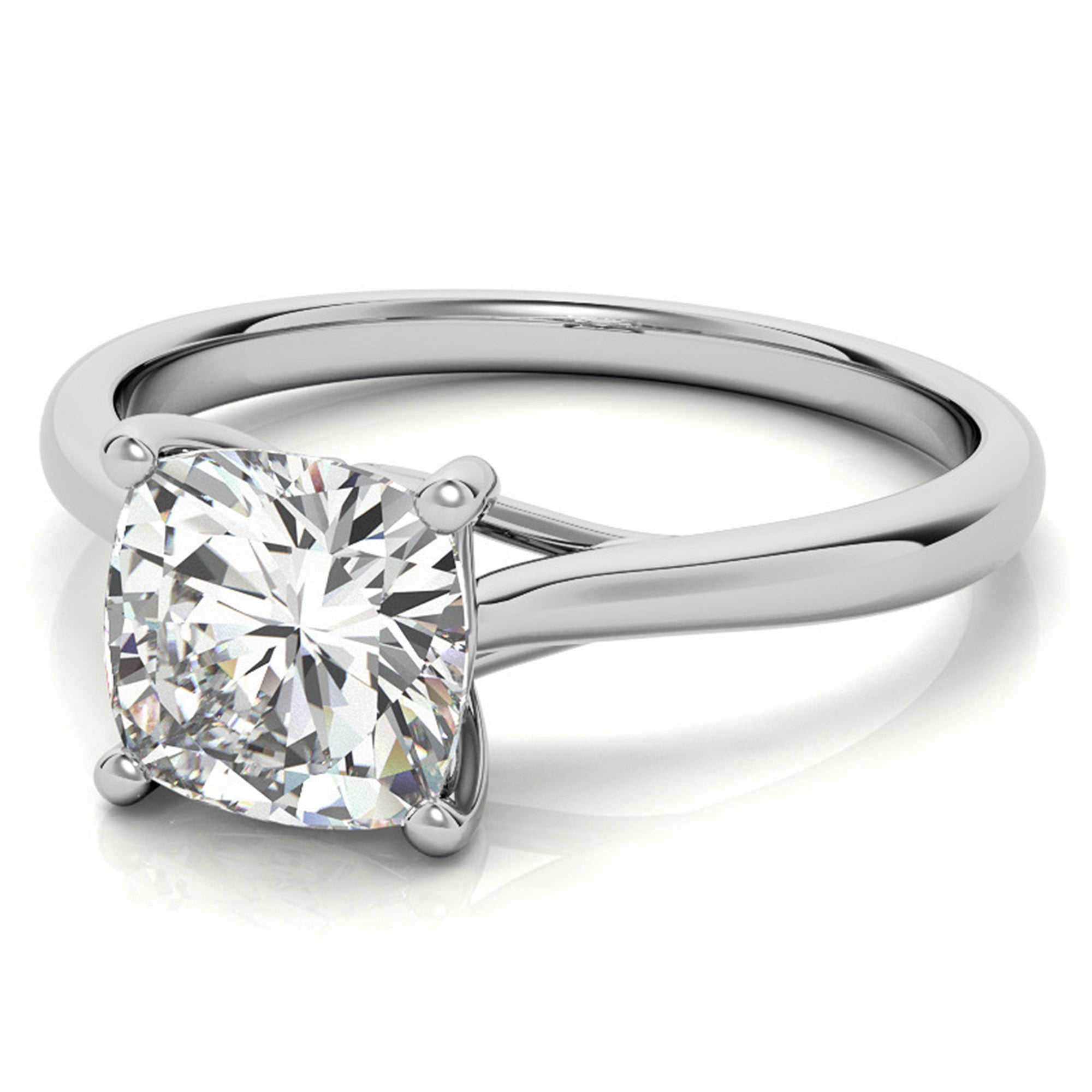 Sterling Silver Timeless Adjustable Cushion-Cut White Gold Solitaire Ring For Women