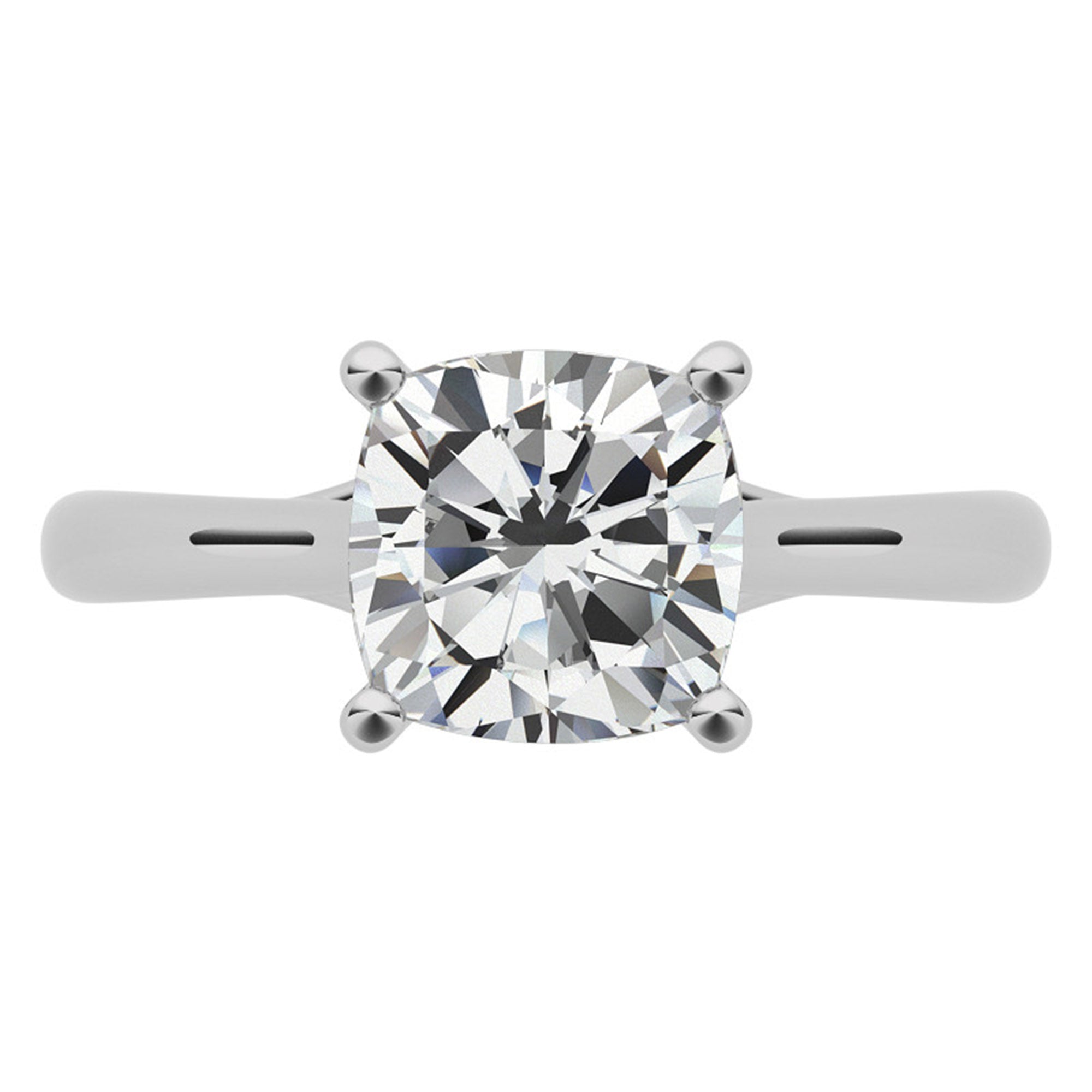 Sterling Silver Timeless Adjustable Cushion-Cut White Gold Solitaire Ring For Women