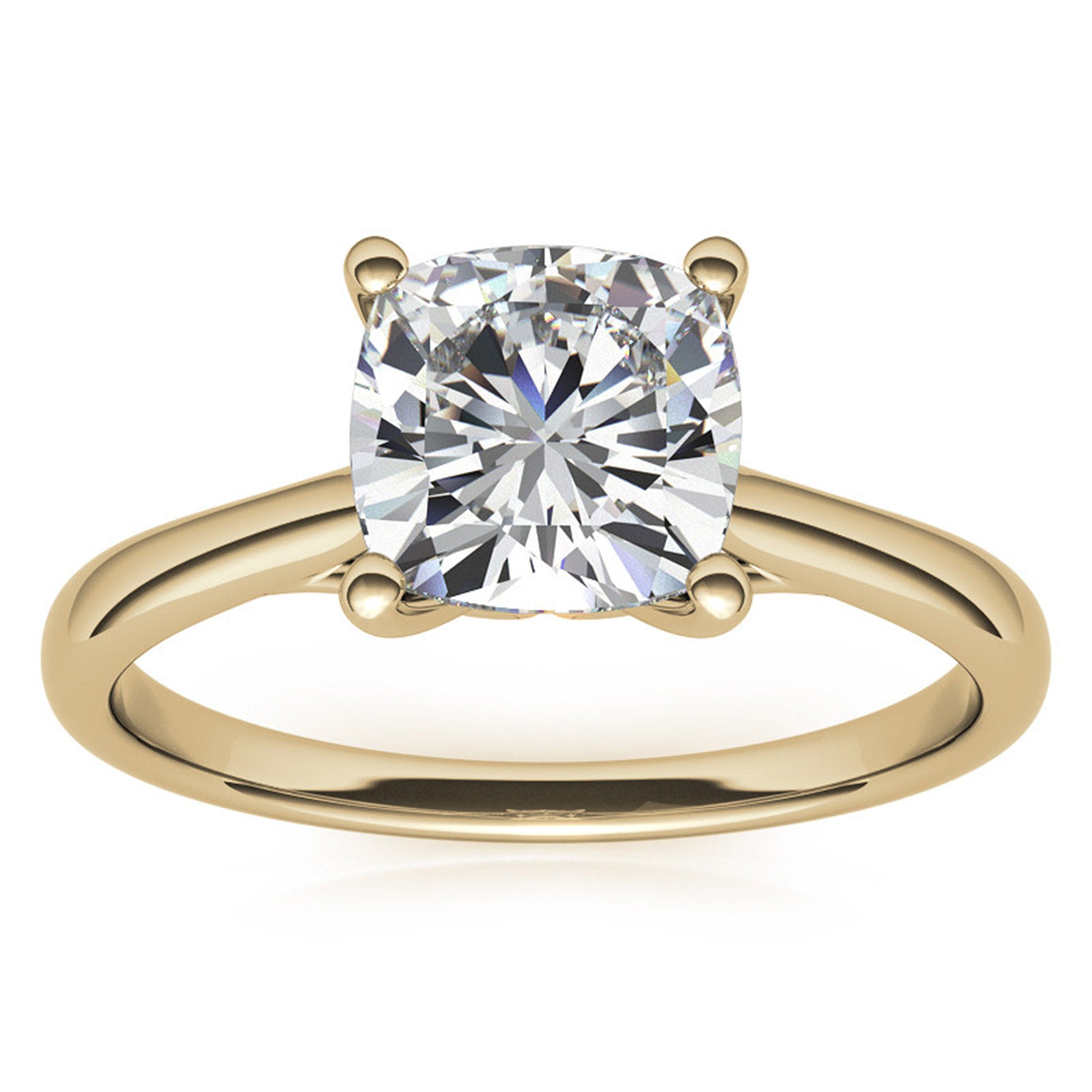 Sterling Silver Timeless Adjustable Cushion-Cut Yellow Gold Solitaire Ring For Women