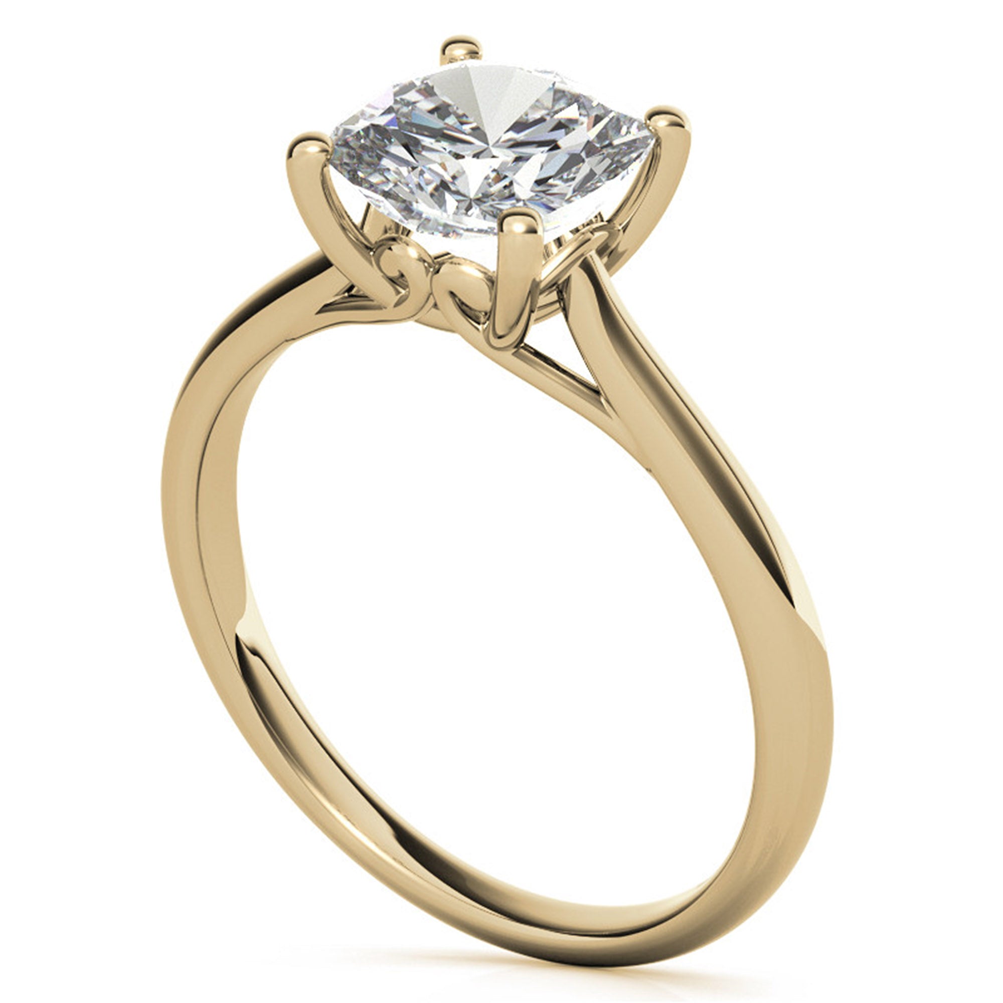 Sterling Silver Timeless Adjustable Cushion-Cut Yellow Gold Solitaire Ring For Women