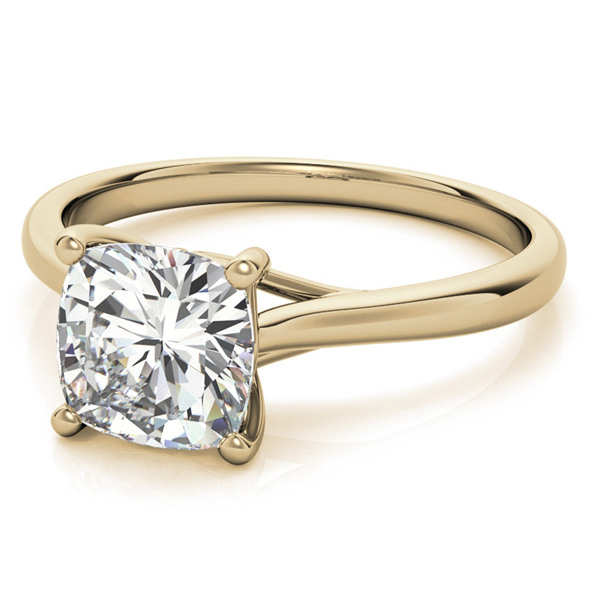 Sterling Silver Timeless Adjustable Cushion-Cut Yellow Gold Solitaire Ring For Women