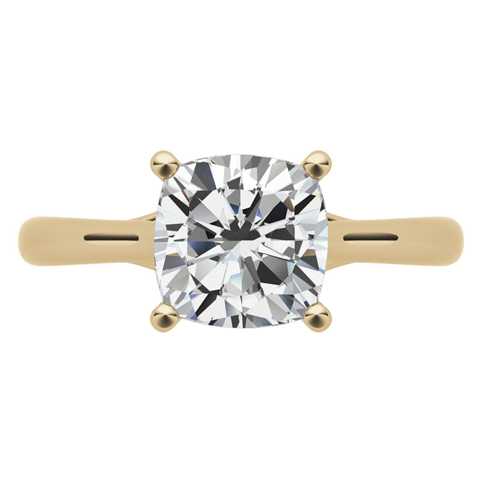 Sterling Silver Timeless Adjustable Cushion-Cut Yellow Gold Solitaire Ring For Women