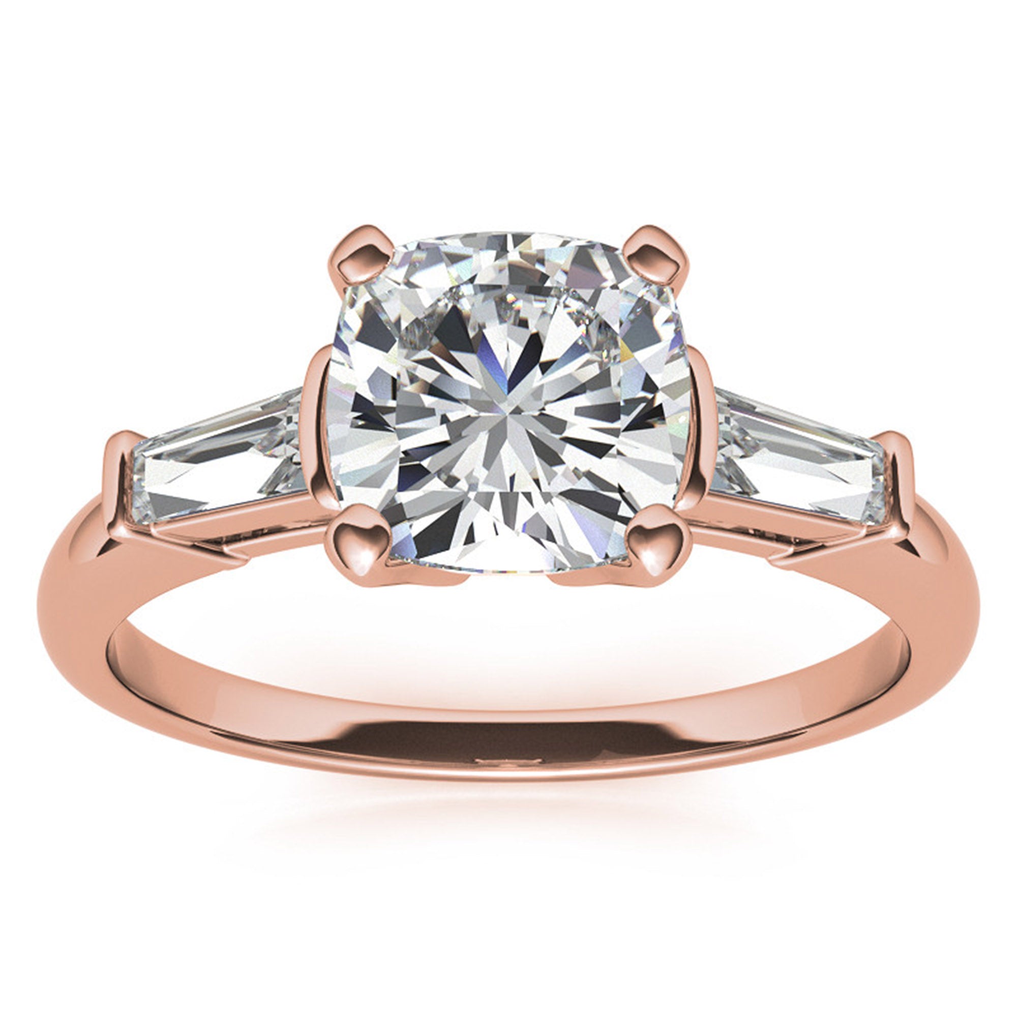 Sterling Silver Cushion- Cut Adjustable Engagement Rose Gold Ring For Women