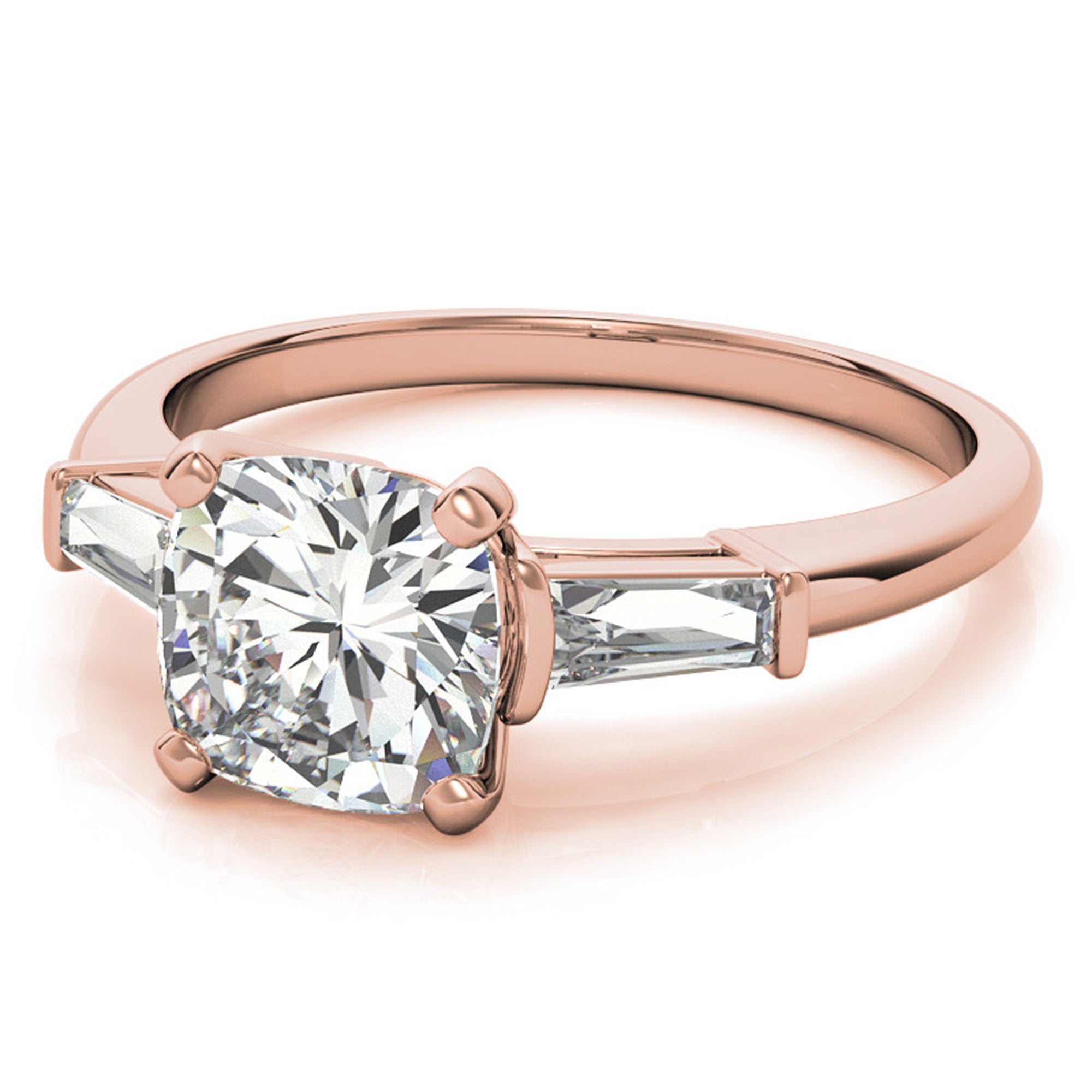 Sterling Silver Cushion- Cut Adjustable Engagement Rose Gold Ring For Women