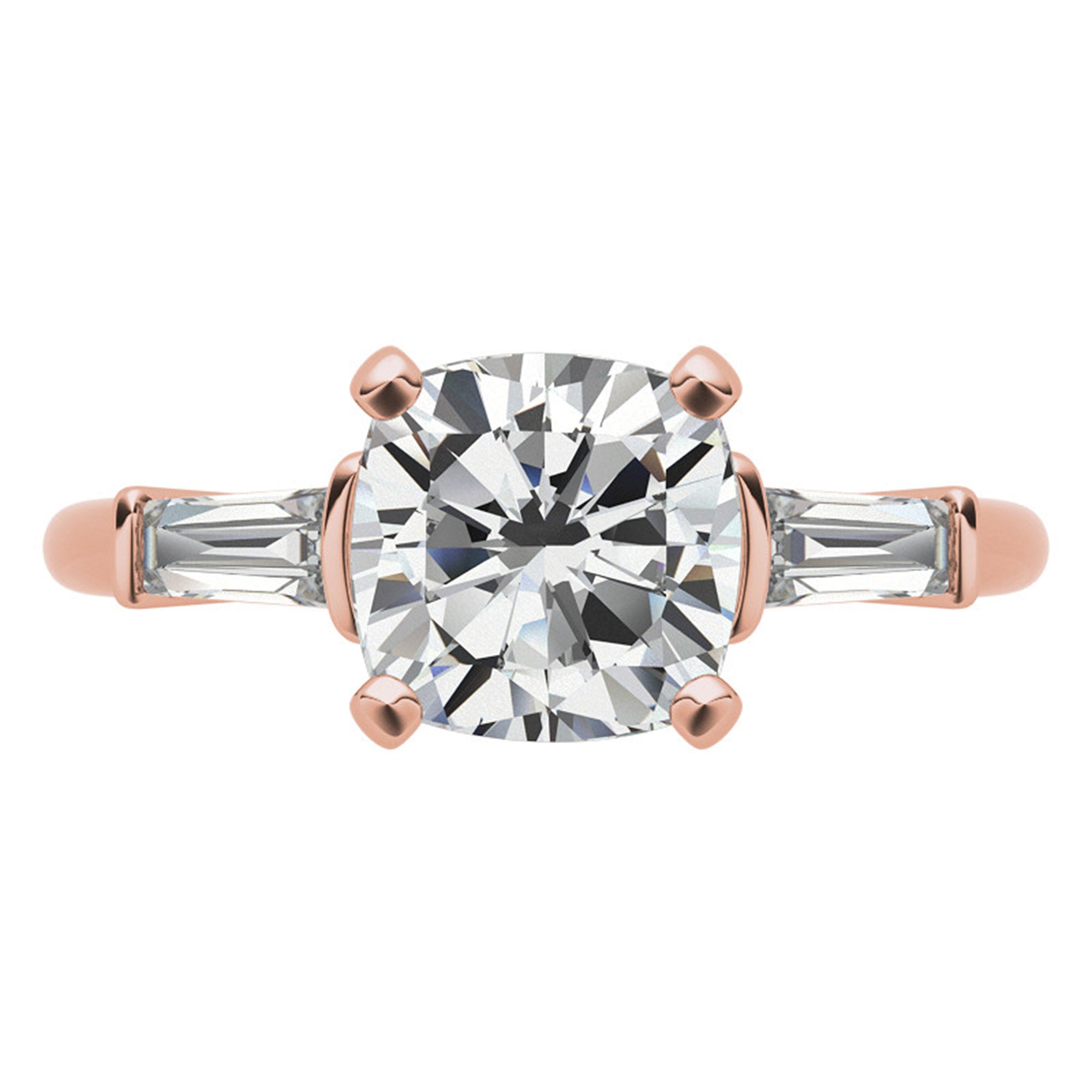 Sterling Silver Cushion- Cut Adjustable Engagement Rose Gold Ring For Women