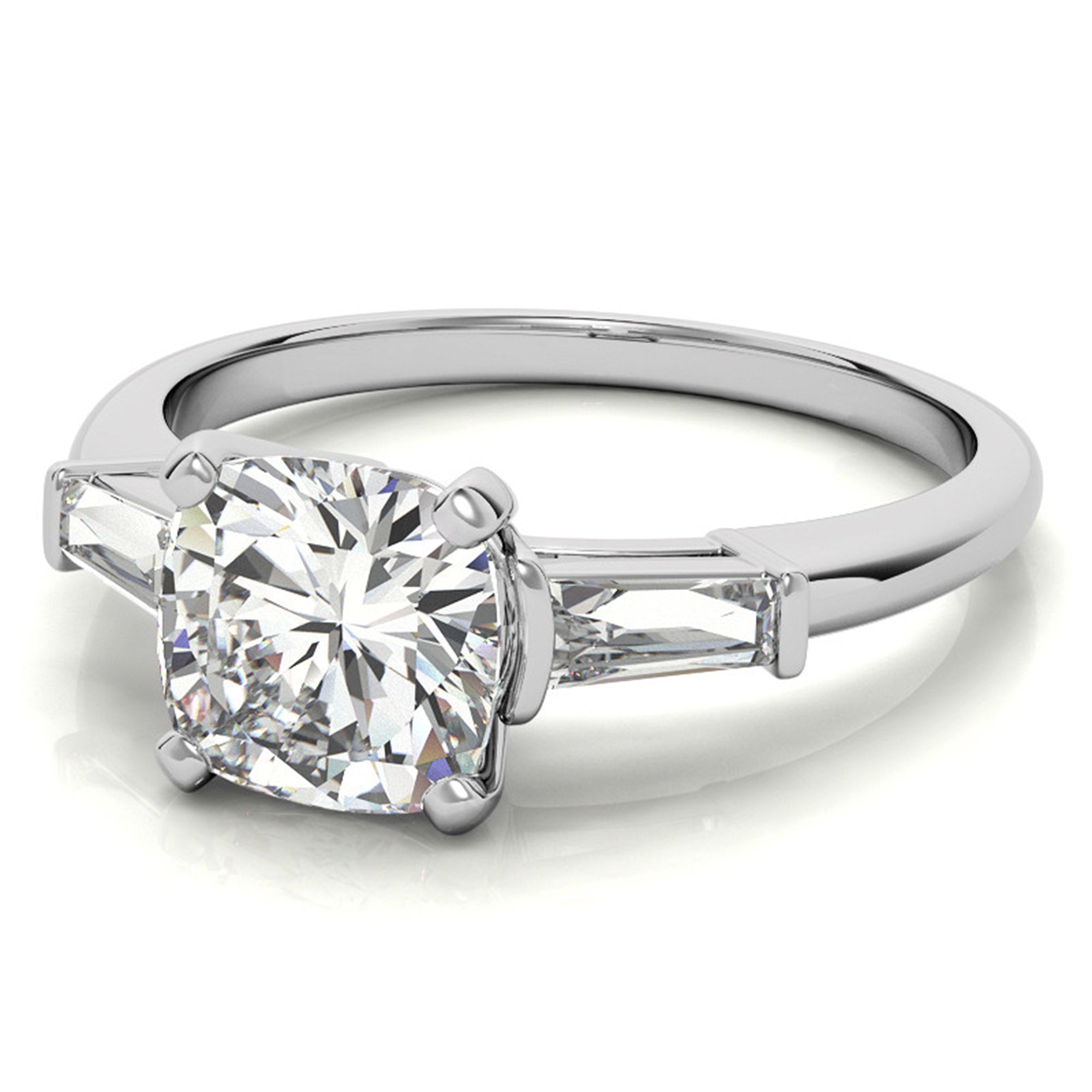 Sterling Silver Cushion- Cut Adjustable Engagement White Gold Ring For Women