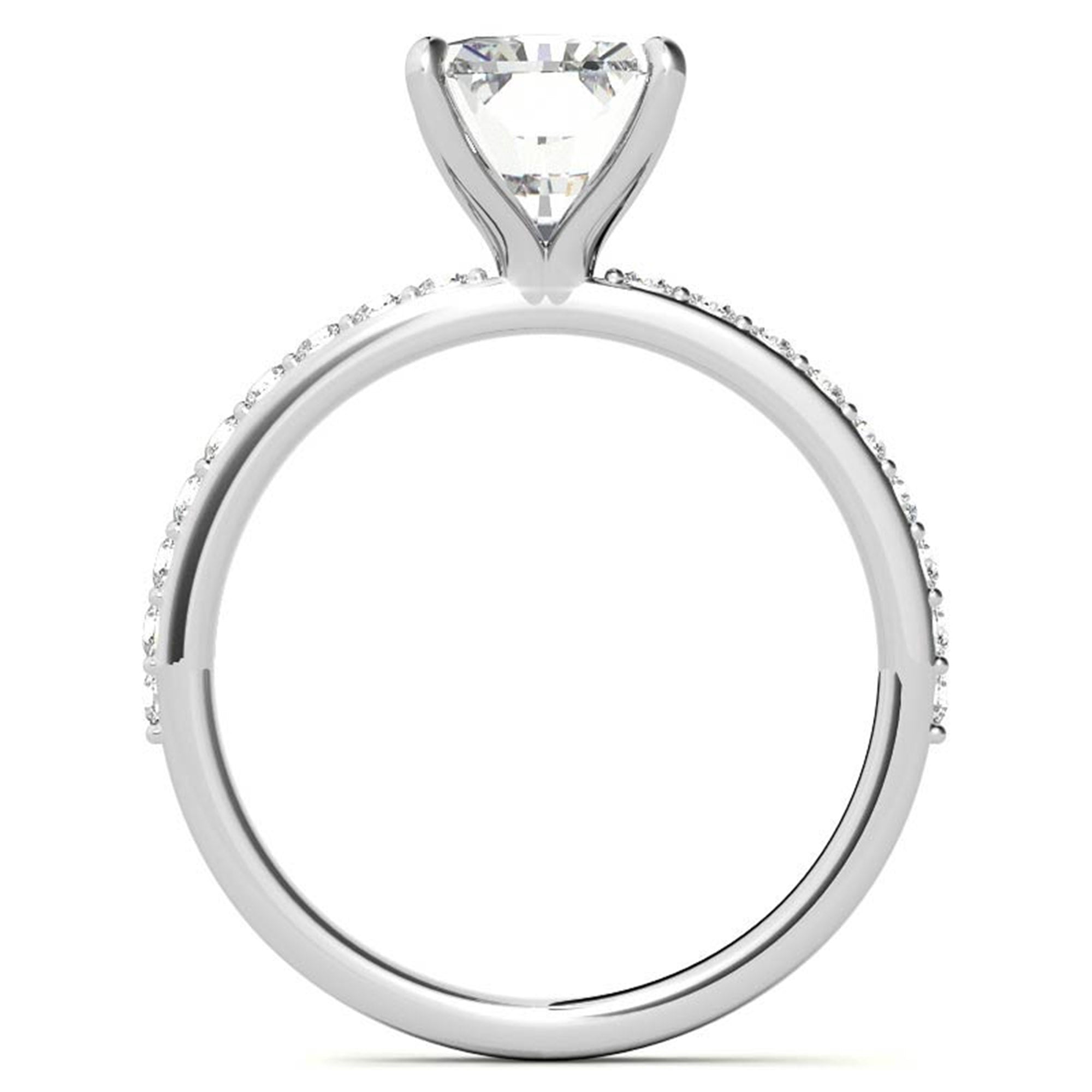 Adjustable Engagement Sterling Silver White Gold Radiant Cut with Hidden Halo Design  Ring For Woman