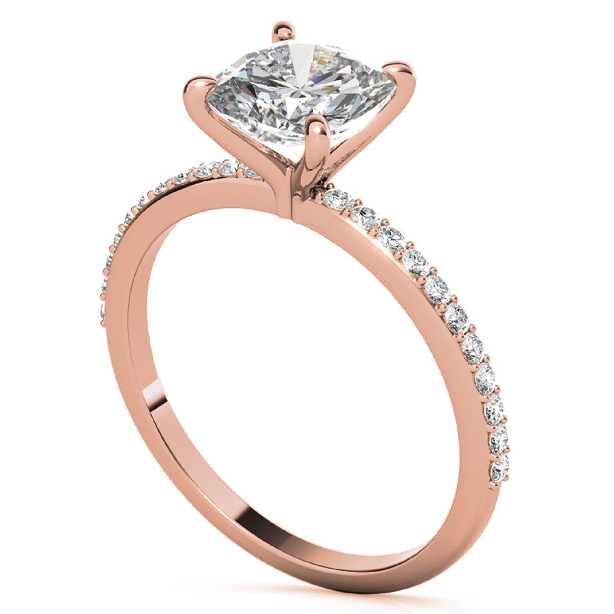 Sterling Silver Luxury Adjustable Cushion-Cut Solitaire Rose Gold Eternity Ring For Women