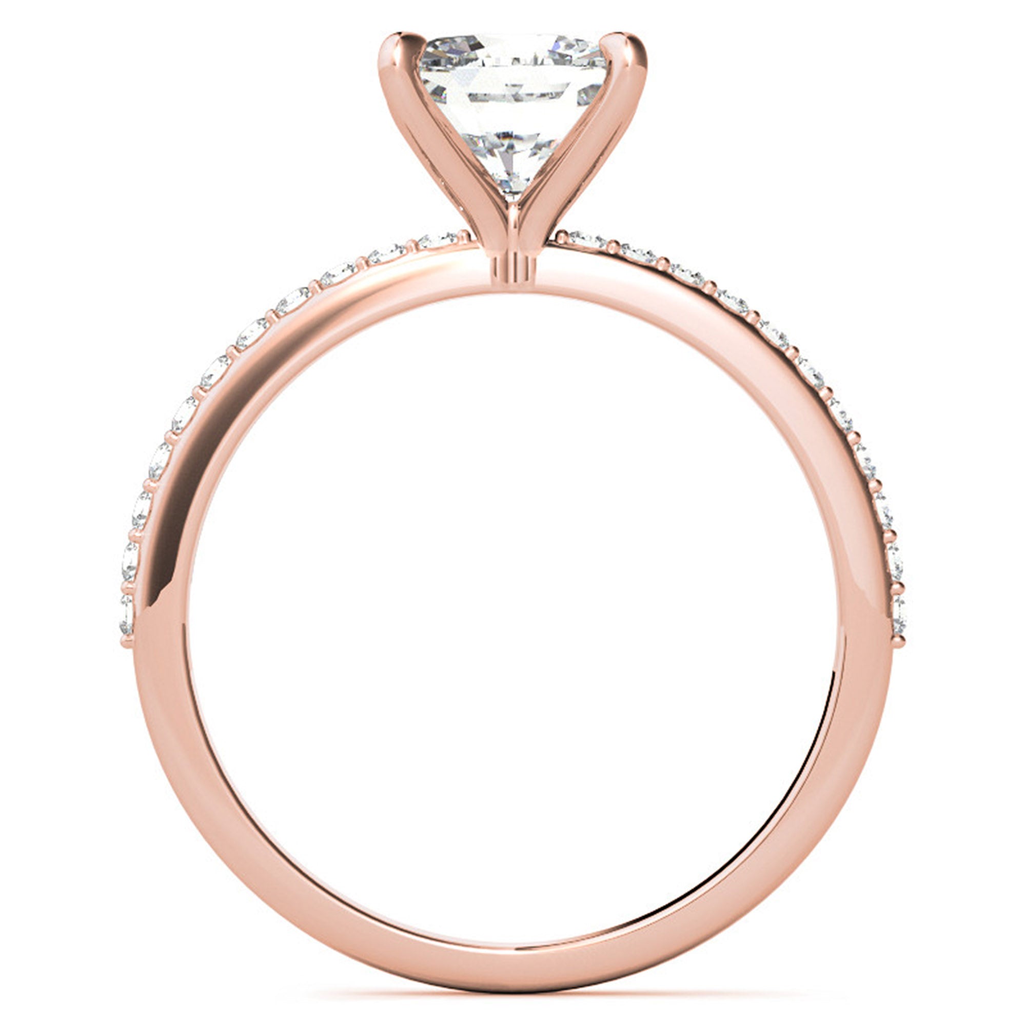 Sterling Silver Luxury Adjustable Cushion-Cut Solitaire Rose Gold Eternity Ring For Women