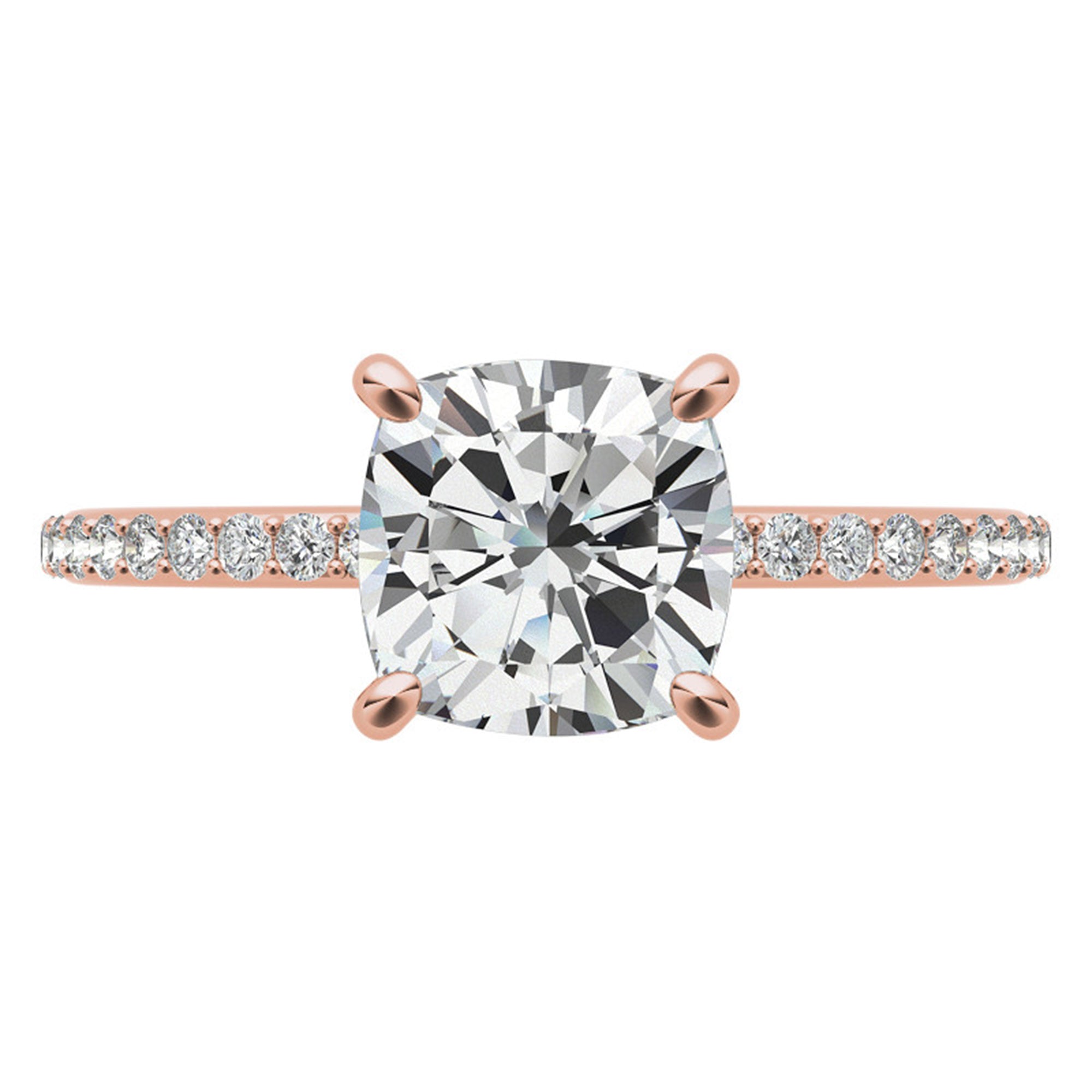 Sterling Silver Luxury Adjustable Cushion-Cut Solitaire Rose Gold Eternity Ring For Women